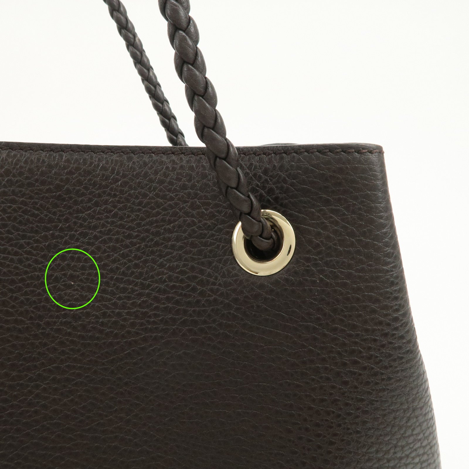 GUCCI Logo Leather Tote Bag Shoulder Bag Dark Brown 419689