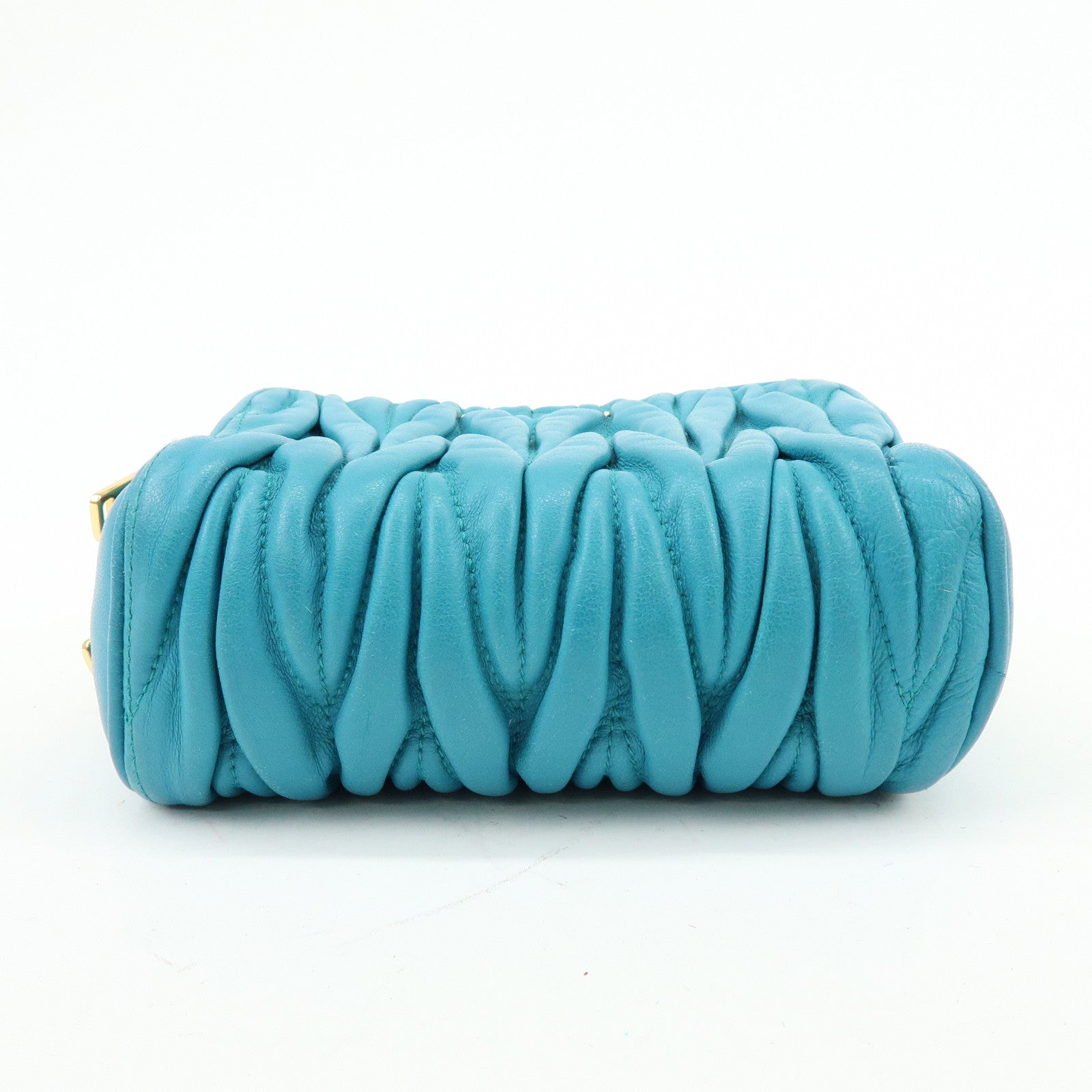 MIU MIU Matelasse Leather 2Way Bag Hand Shoulder Bag Blue RT0543