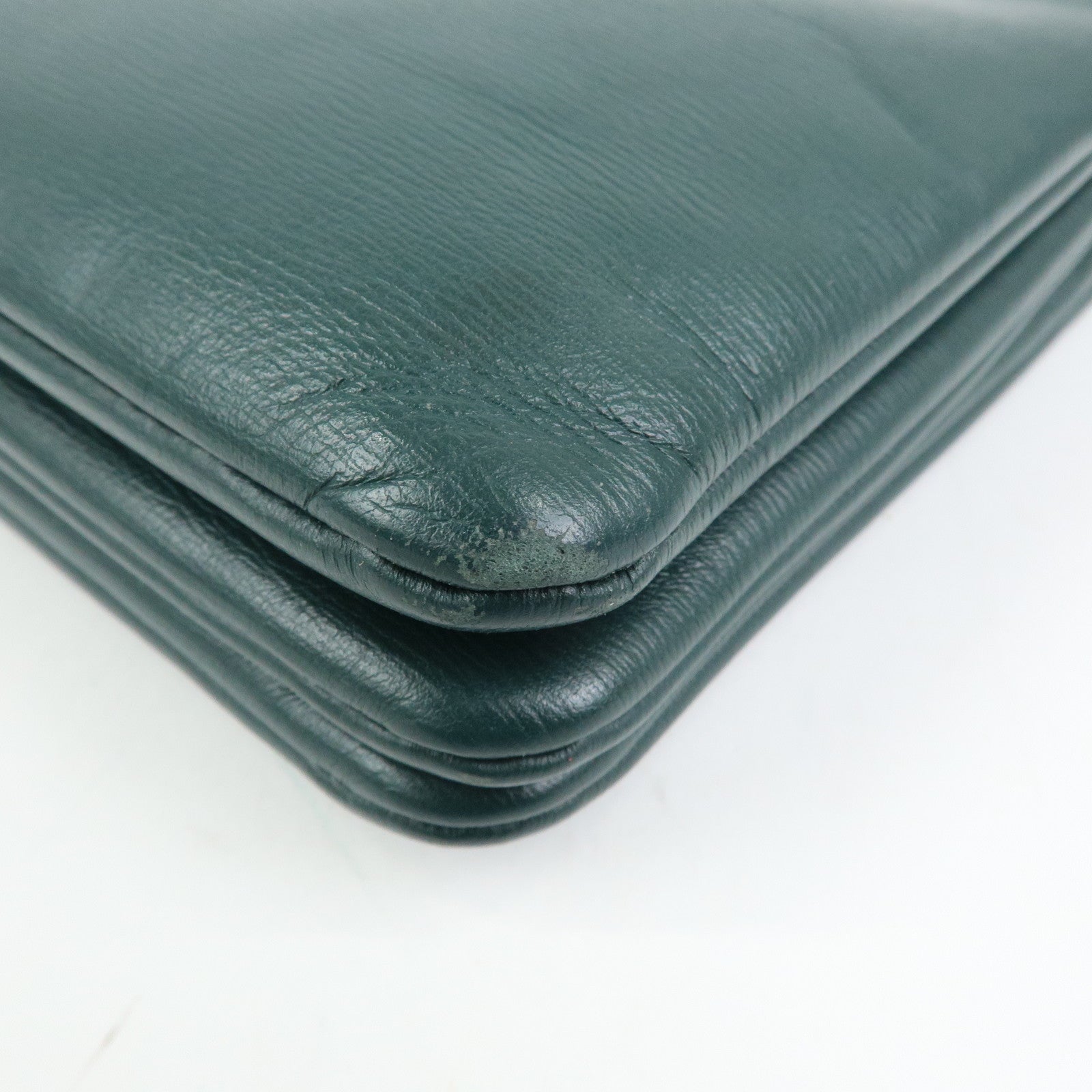 CELINE Trio Leather Shoulder Bag Three Detachable Pouch Dark Green