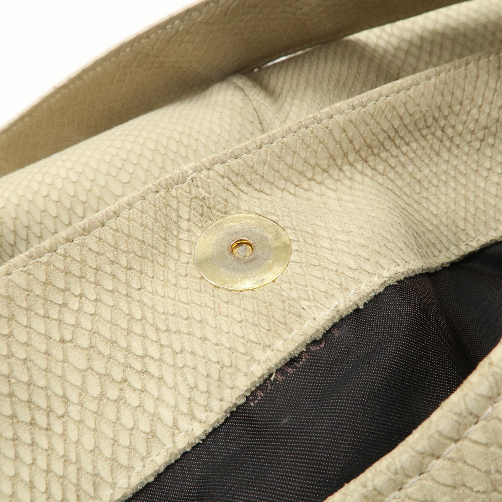 LOEWE Leather Shoulder Bag Hand Bag Ivory Gold Hardware