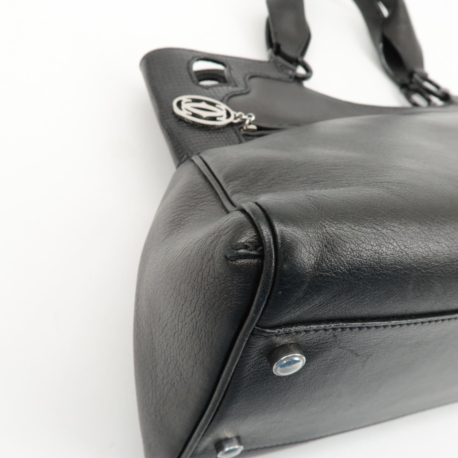 Cartier Must Line Leather Marcello Hand Bag Black Used