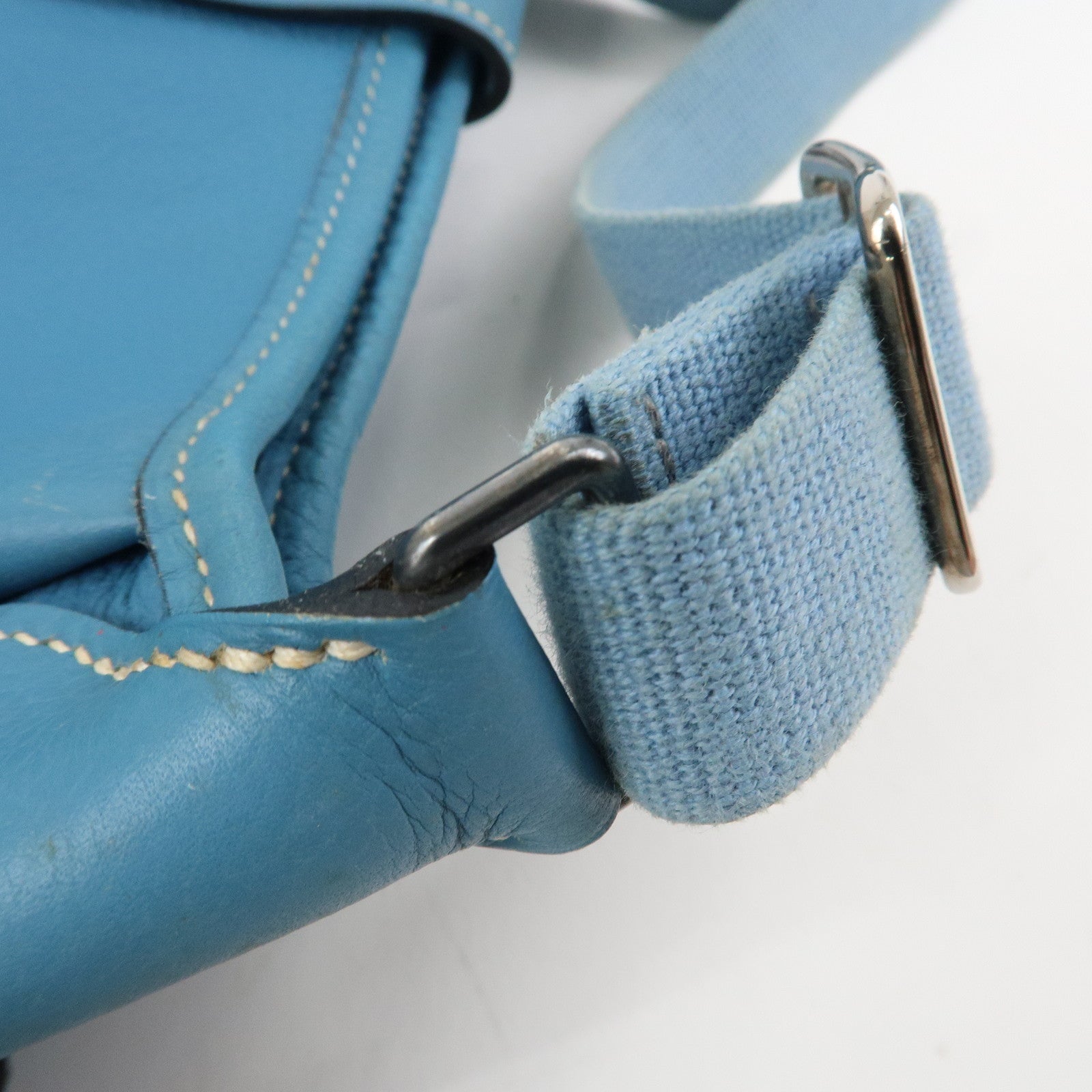 HERMES Leather Rodeo Du Shoulder Bag H Logo Light Blue