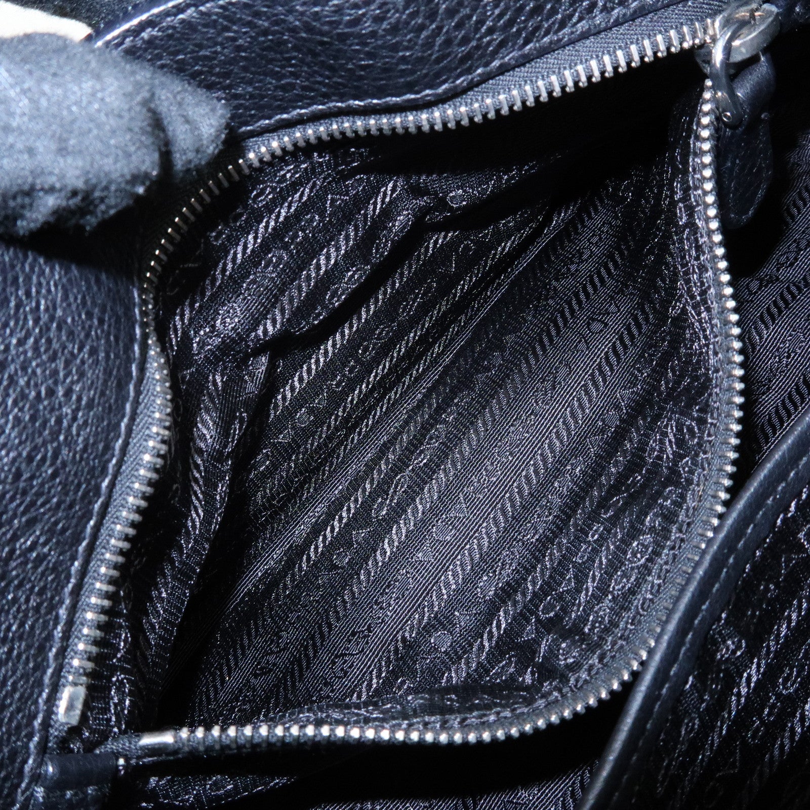PRADA Sound Lock Leather Shoulder Bag Hand Bag Black B3595