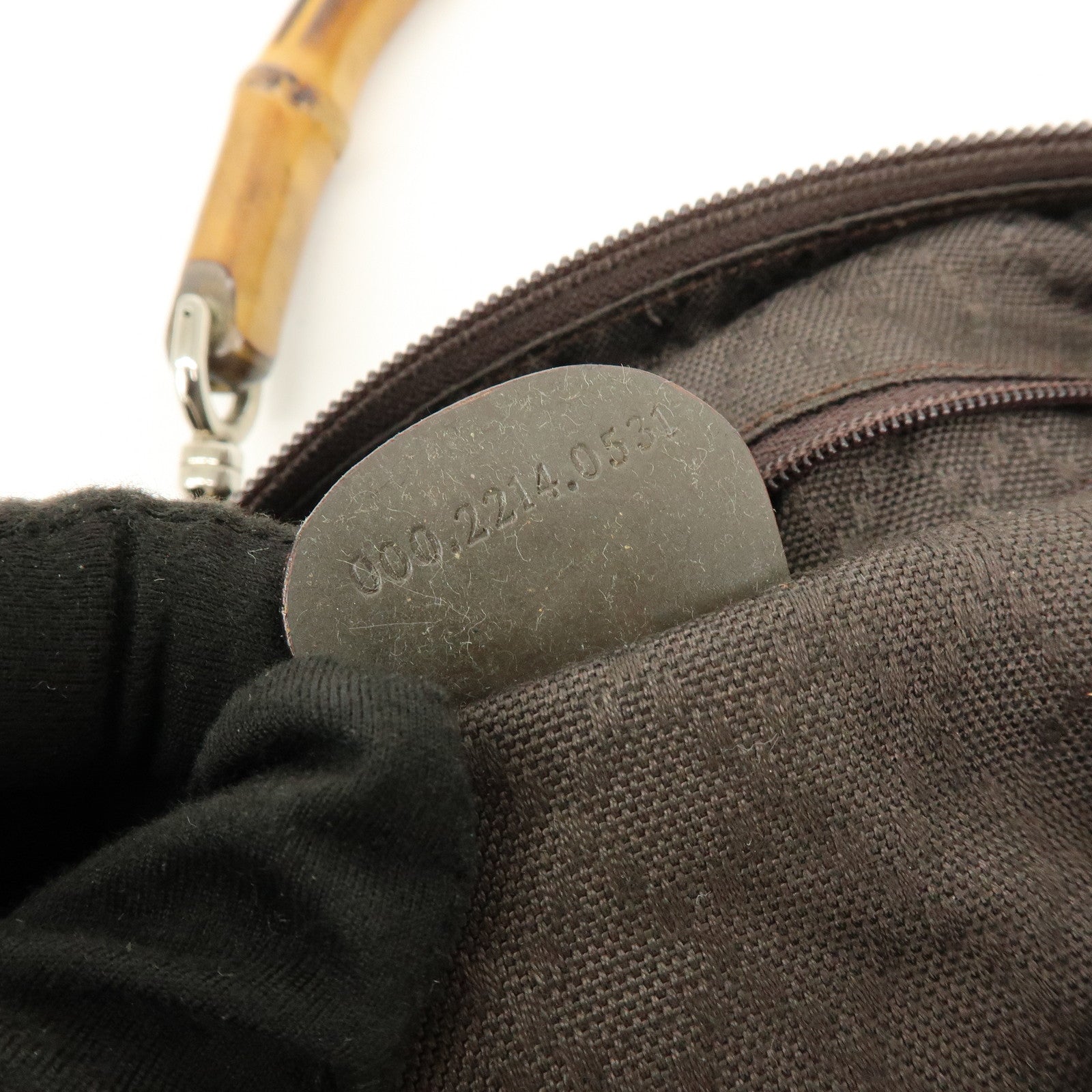 GUCCI Bamboo Nylon Leather Shoulder Bag Hand Bag Brown 000・2214