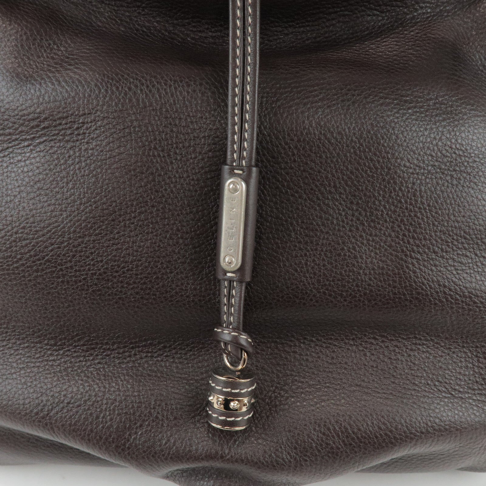 CELINE Bittersweet Leather Shoulder Bag Hand Bag Dark Brown