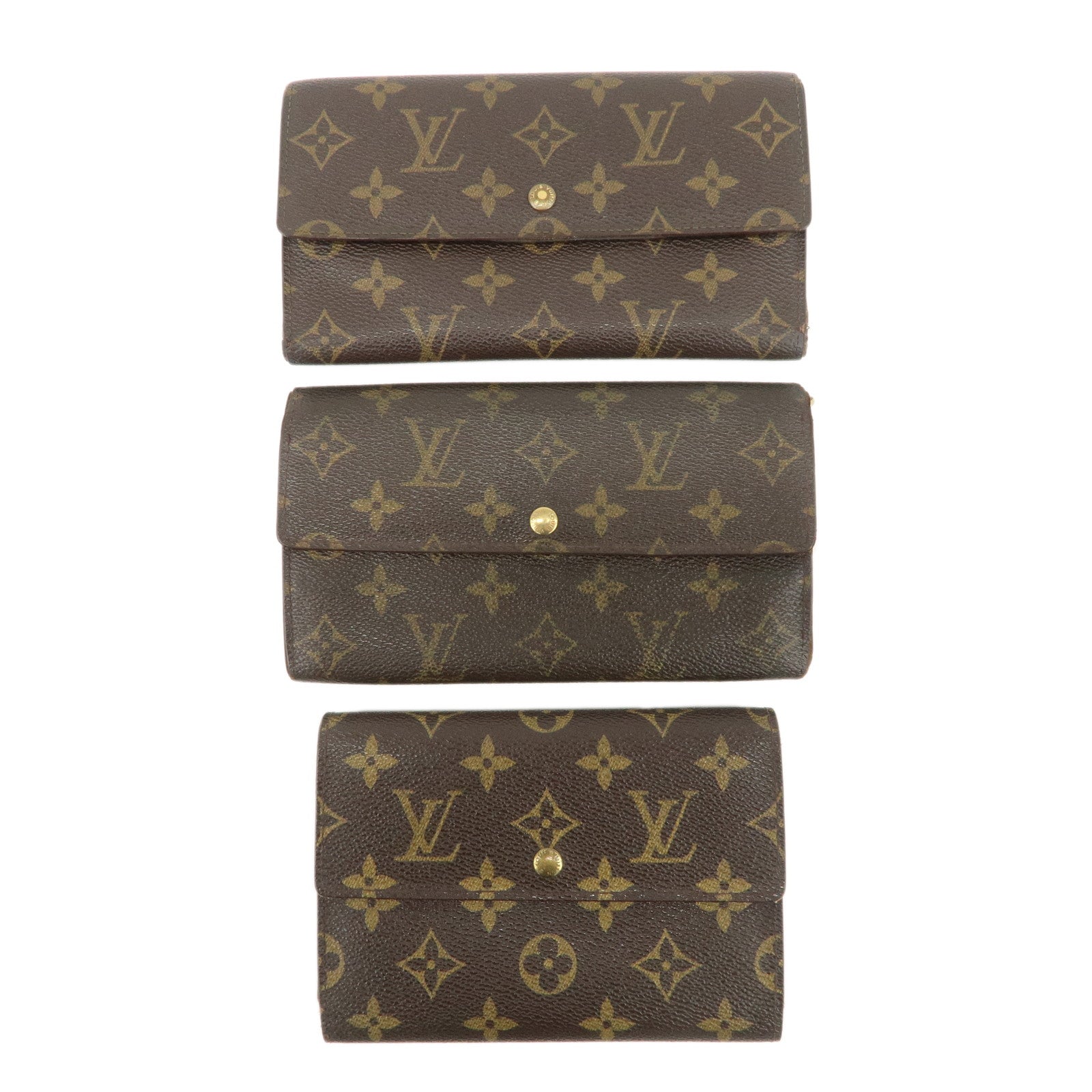 Louis Vuitton Monogram Set of 3 Wallets Brown M61725 M61215 M61200