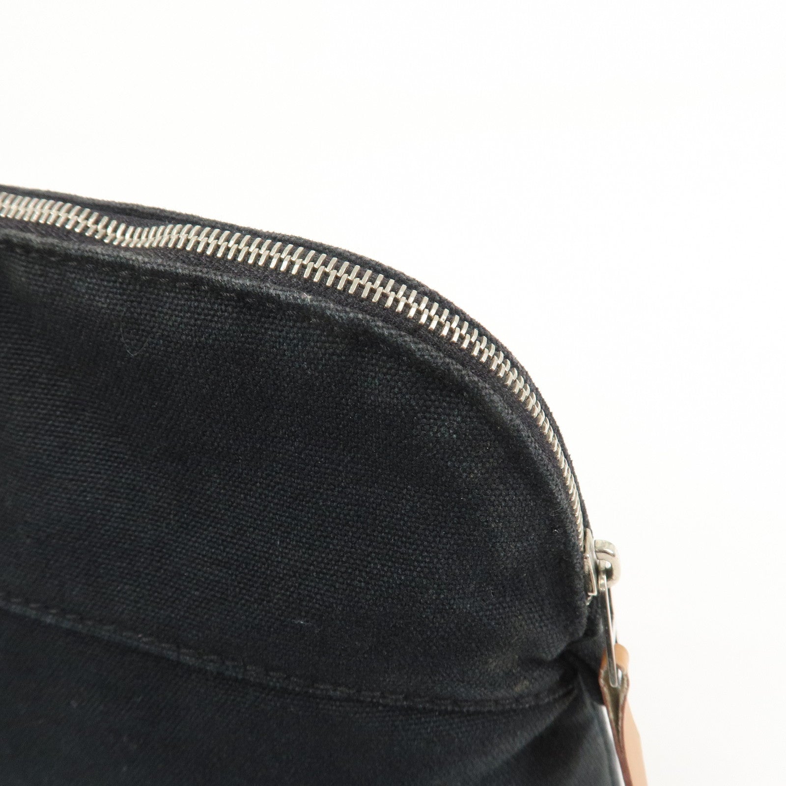 HERMES Canvas Leather Bolide Pouch MM Cosmetic Pouch Black