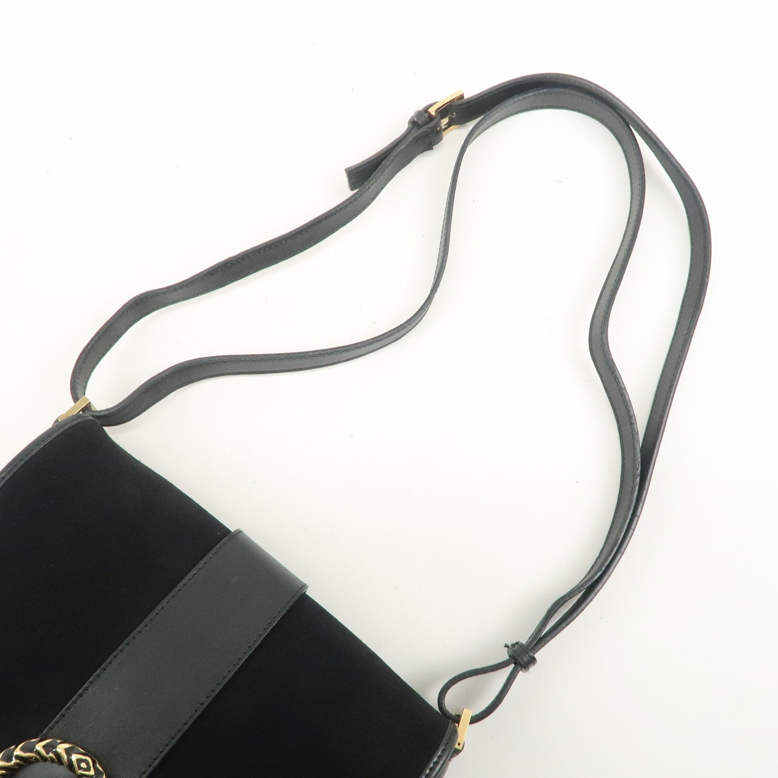 GUCCI Dionysus Suede Leather Shoulder Bag Black 001 4064