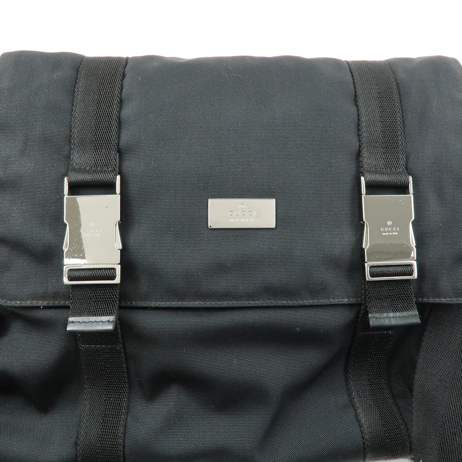 GUCCI Nylon Leather Shoulder Bag Crossbody Bag Black 122373