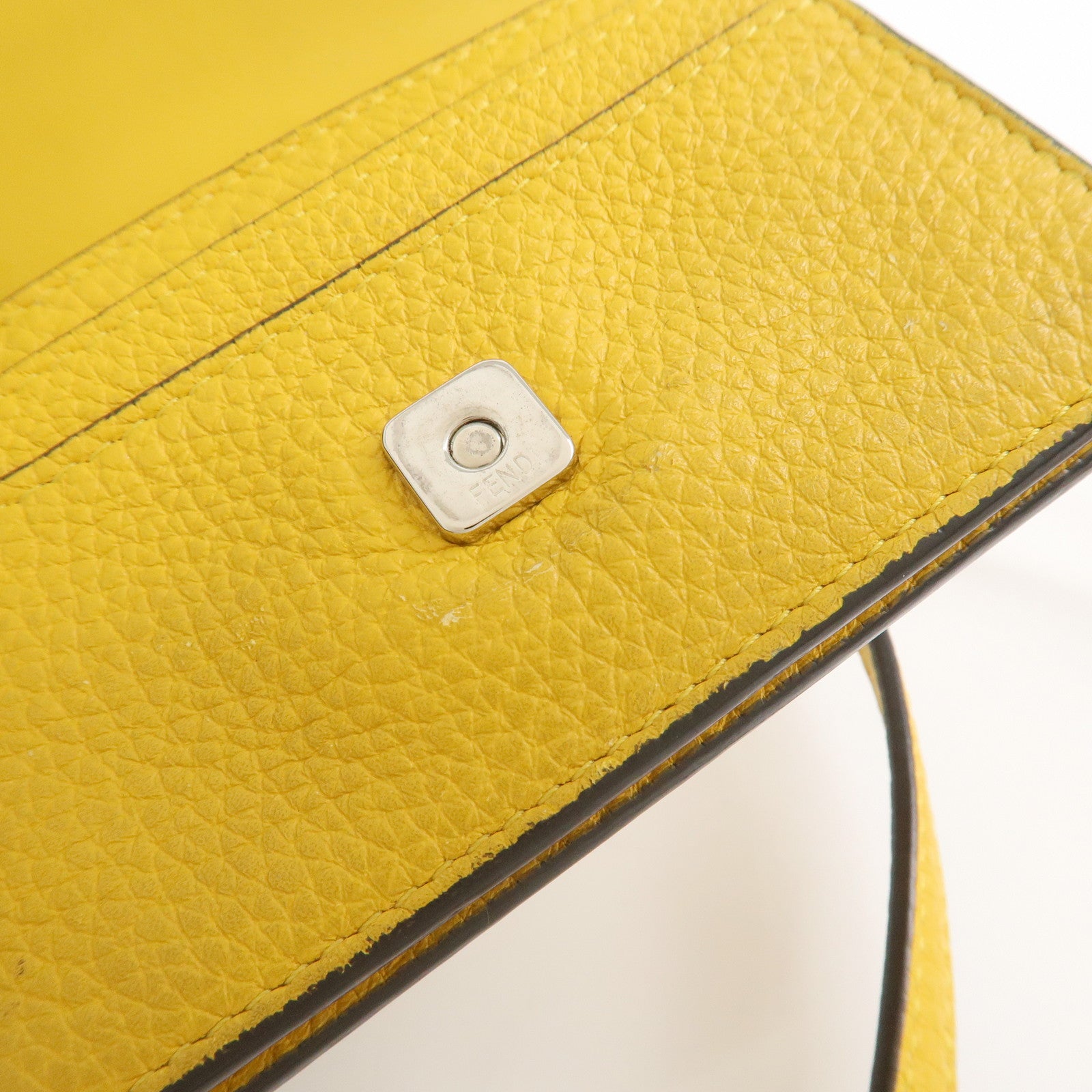FENDI Micro Flat Baguette Leather Mini Shoulder Bag Yellow