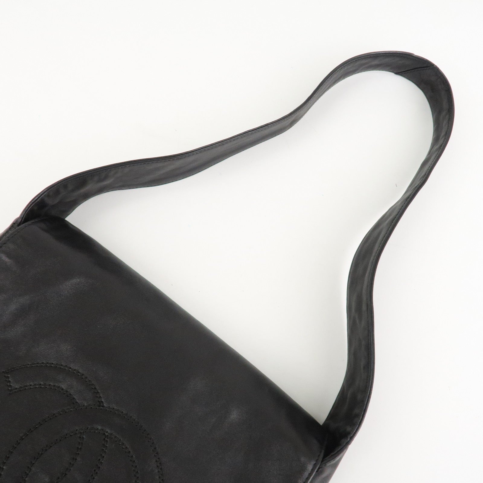 CHANEL COCO Mark Lamb Skin Shoulder Bag Hand Bag Tassel Black