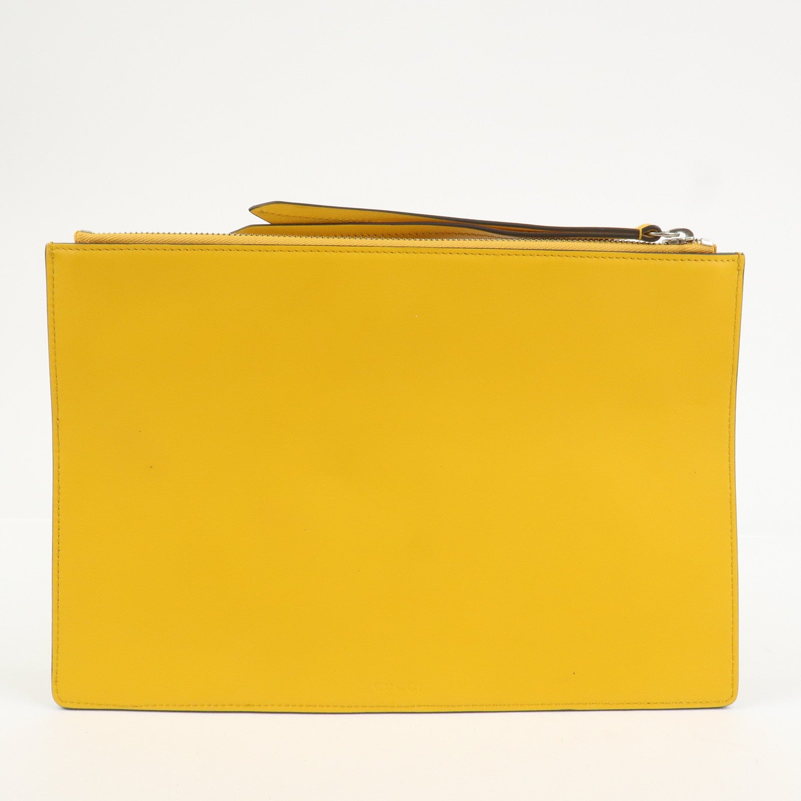 GUCCI GG Supreme Arabesque Leather Clutch Bag Beige Yellow 410810