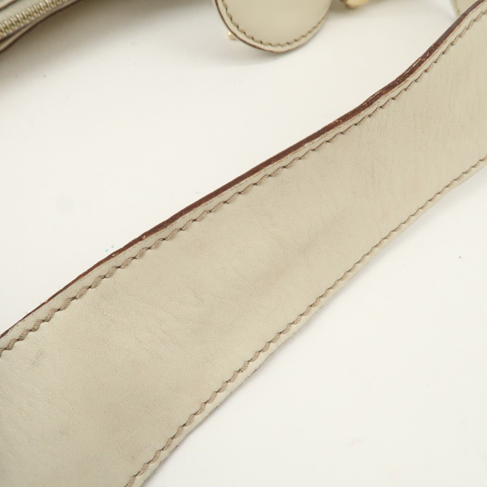 GUCCI Horsebit Leather Shoulder Bag Hand Bag Ivory 145826