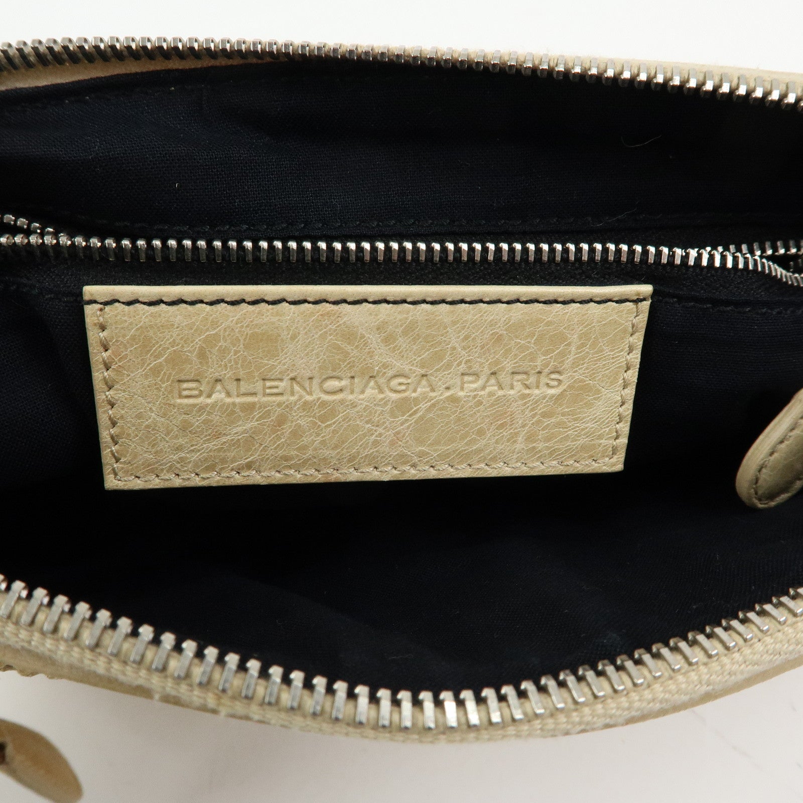 BALENCIAGA Leather Giant Clutch Bag Pouch Beige 204533