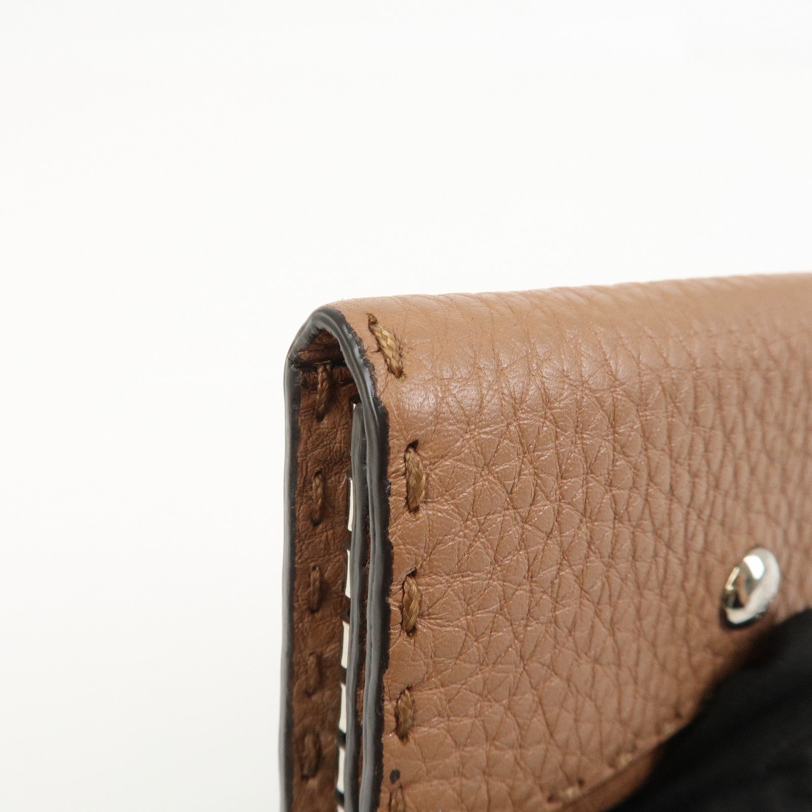 FENDI Selleria Leather 6 Rings Key Case 8AP079 Brown