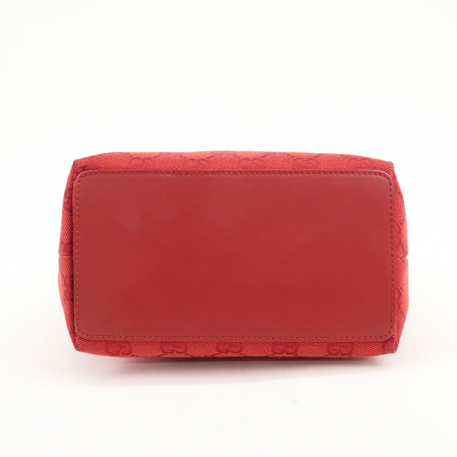 GUCCI GG Canvas Logo Leather Shoulder Bag Hand Bag Red 002繝サ1099