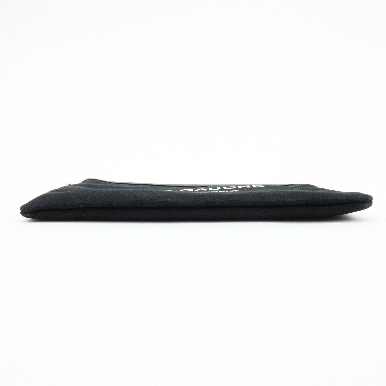 SAINT LAURENT PARIS Canvas Leather Clutch Bag Pouch Black