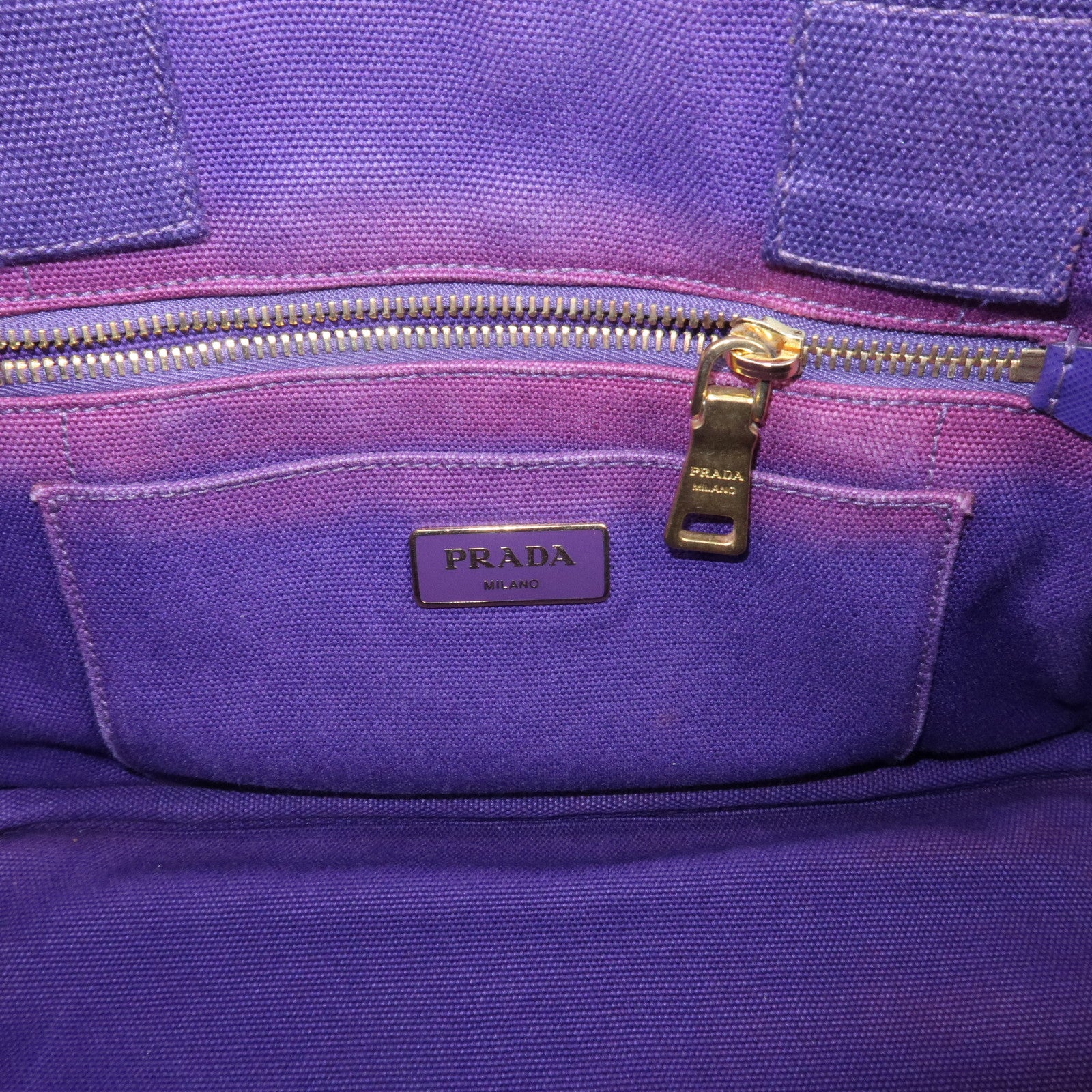 PRADA Logo Canapa Mini Canvas 2Way Tote Shoulder Bag Purple BN2439 Used