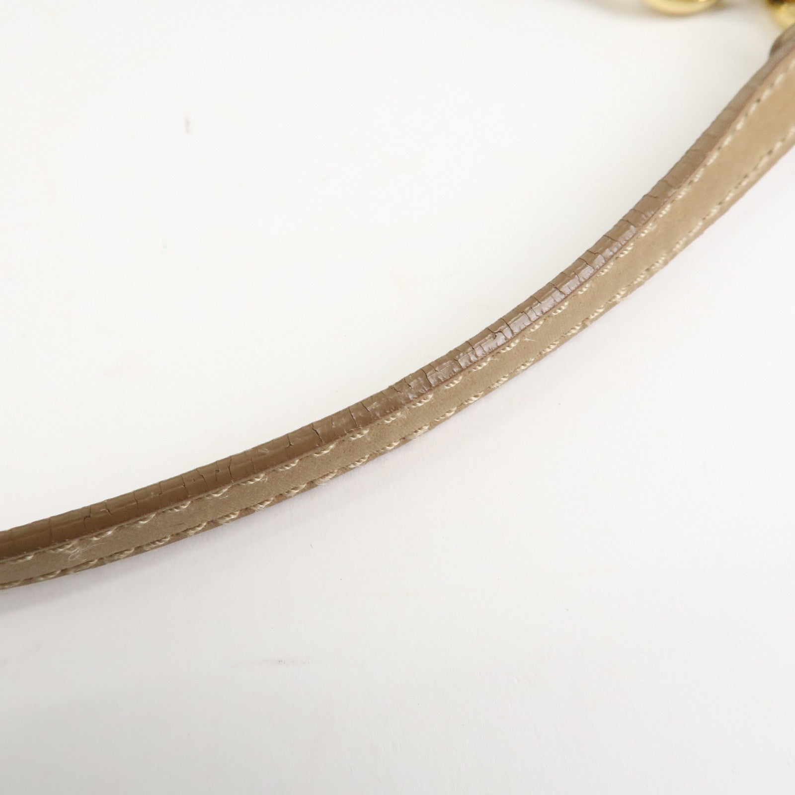 FENDI Mamma Baguette Leather Chain Shoulder Bag Beige 8BR180 Used