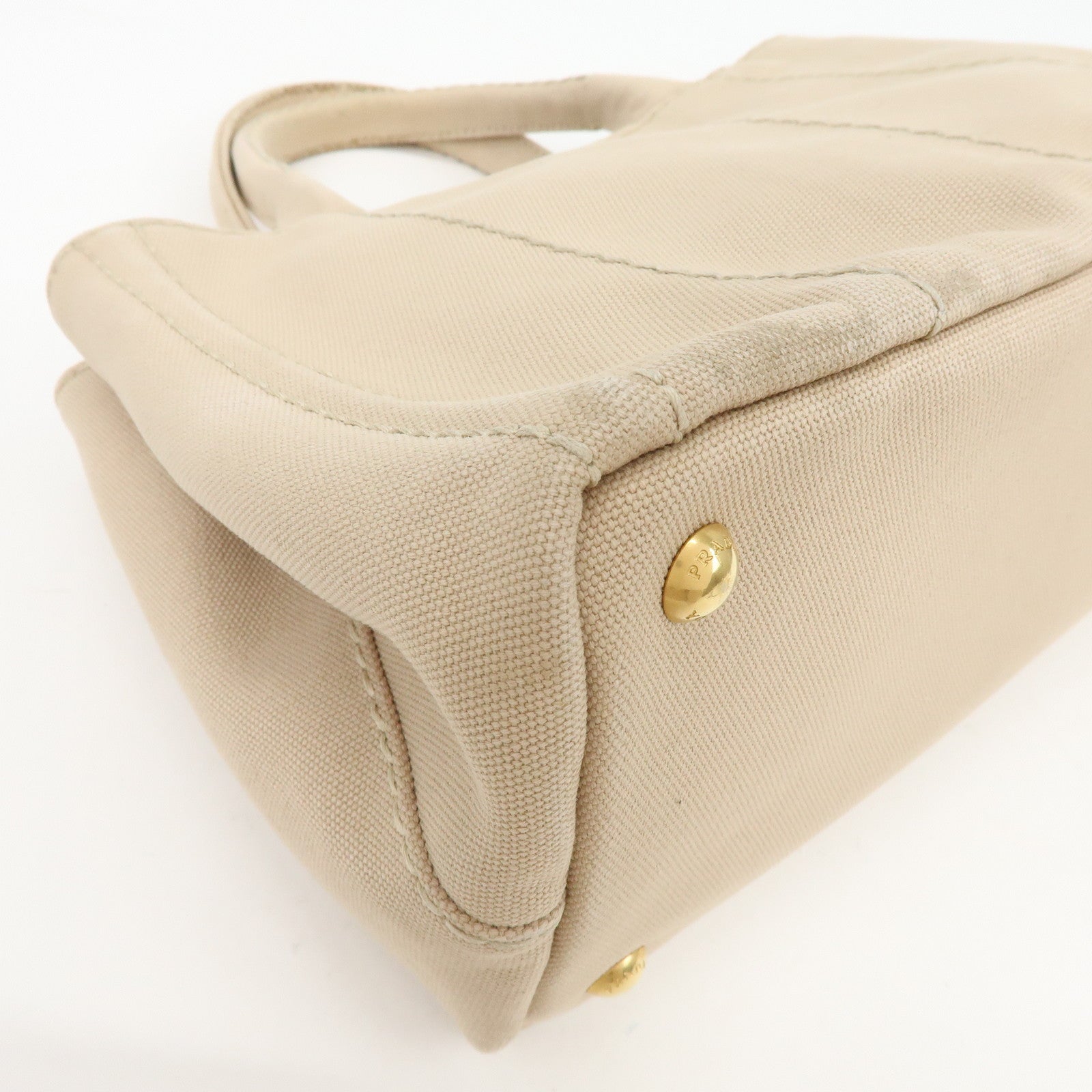 PRADA Logo Canapa Mini Canvas 2Way Bag Hand Bag Beige 1BG439