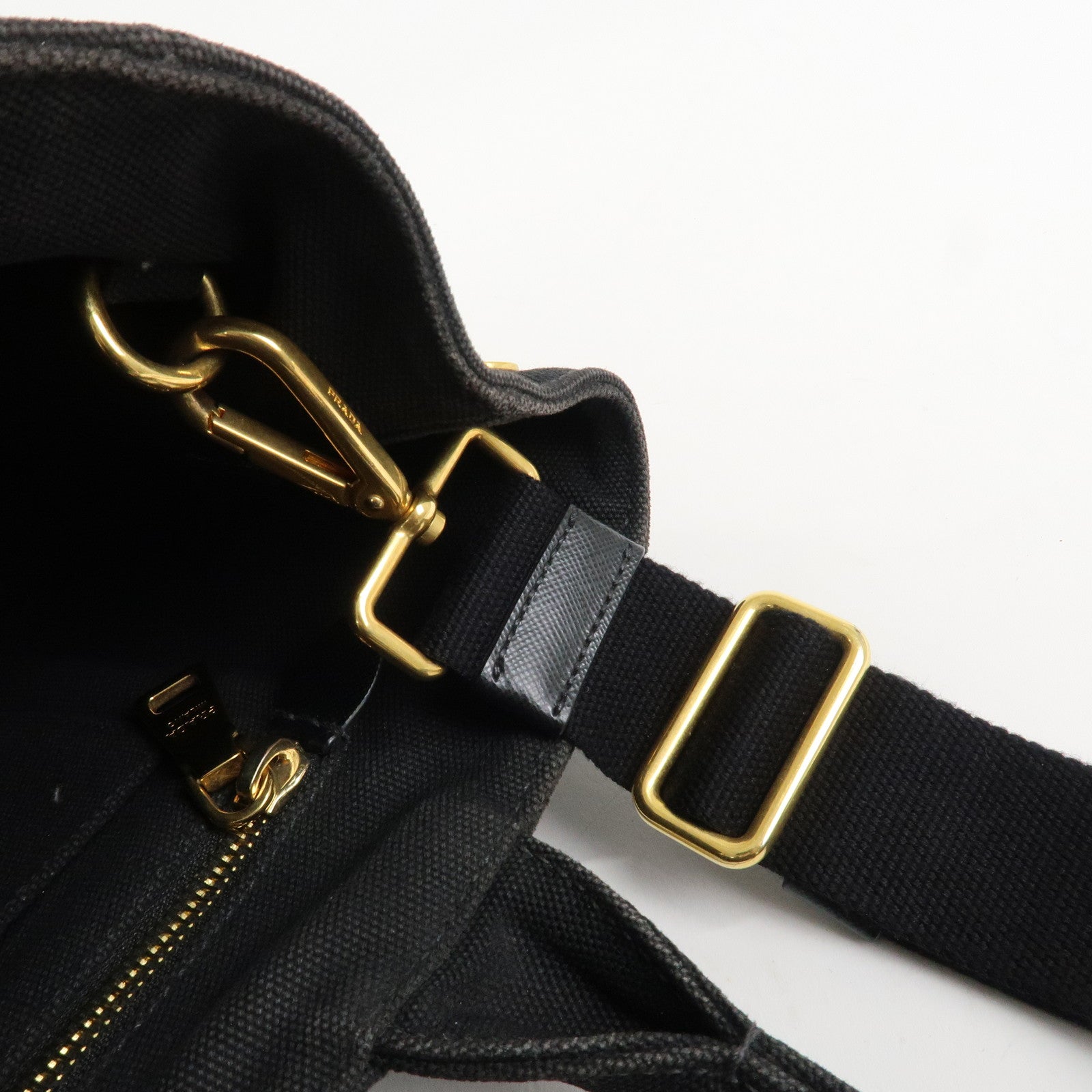 PRADA Triangle Logo Denim Canapa Bijoux 2Way Hand Bag Black B2642B