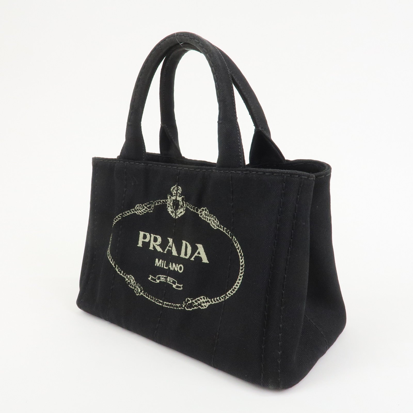 PRADA Canapa Mini Canvas 2Way Bag Hand Bag Black 1BG439