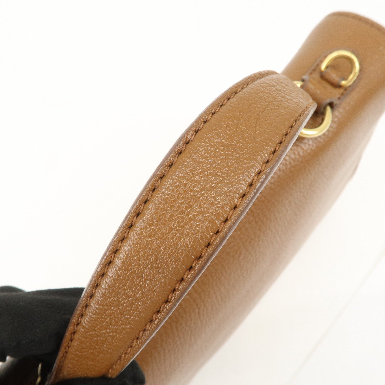 MIU MIU Leather 2Way Bag Hand Bag Brown Gold HDW RN0726 Used