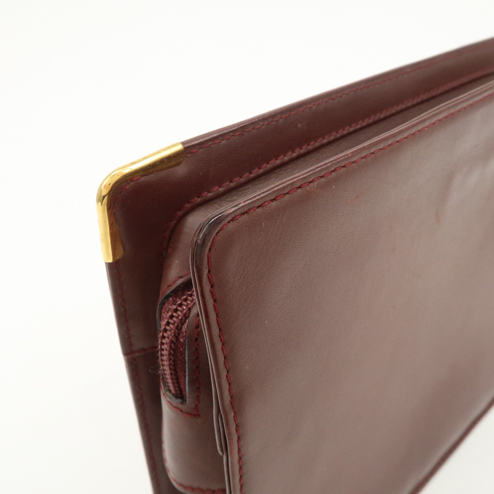 Cartier Must Line Leather Clutch Bag Pouch Bordeaux