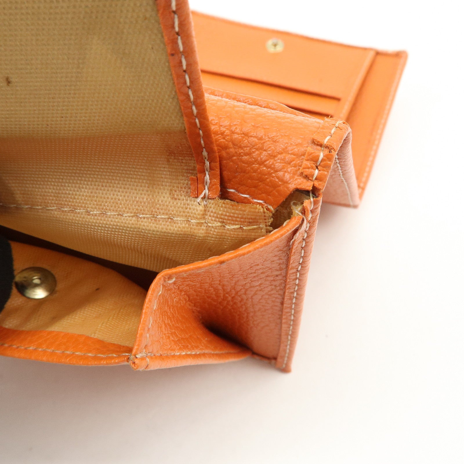 Chloe Leather Tri-fold Compact Wallet Studs Orange