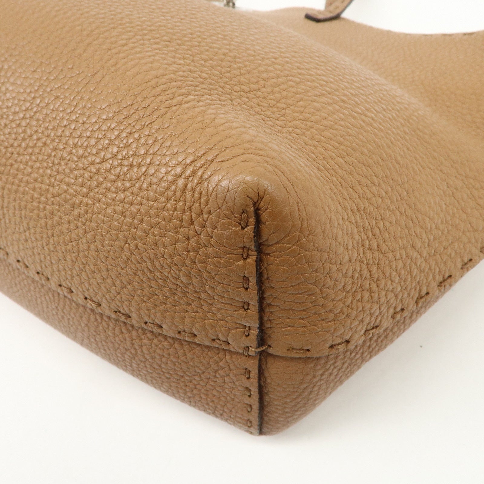 FENDI Selleria Leather Small Carla Tote Bag Shoulder Bag Brown 8BH257 Used