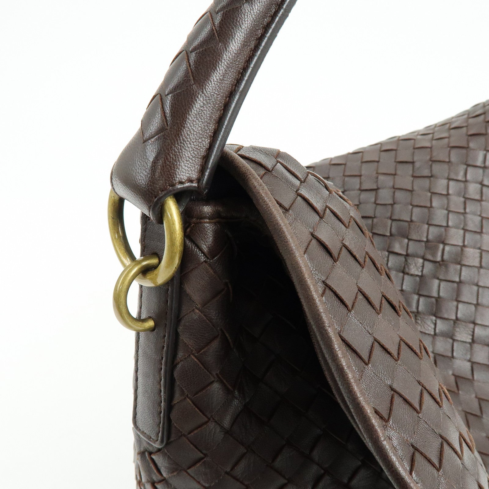 BOTTEGA VENETA Intrecciato Leather Shoulder Bag Brown 174741