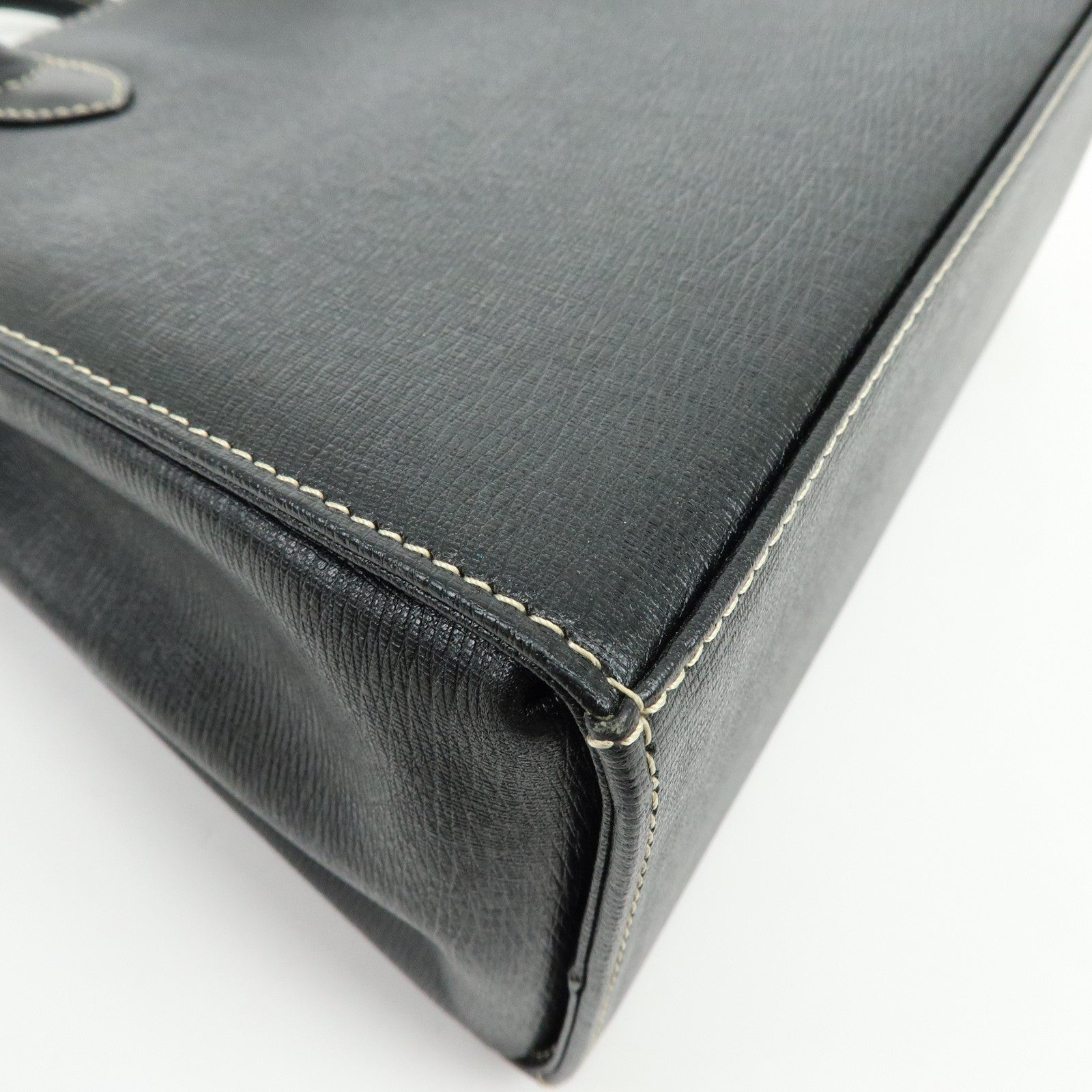 BURBERRY Logo Leather Hand Bag Black
