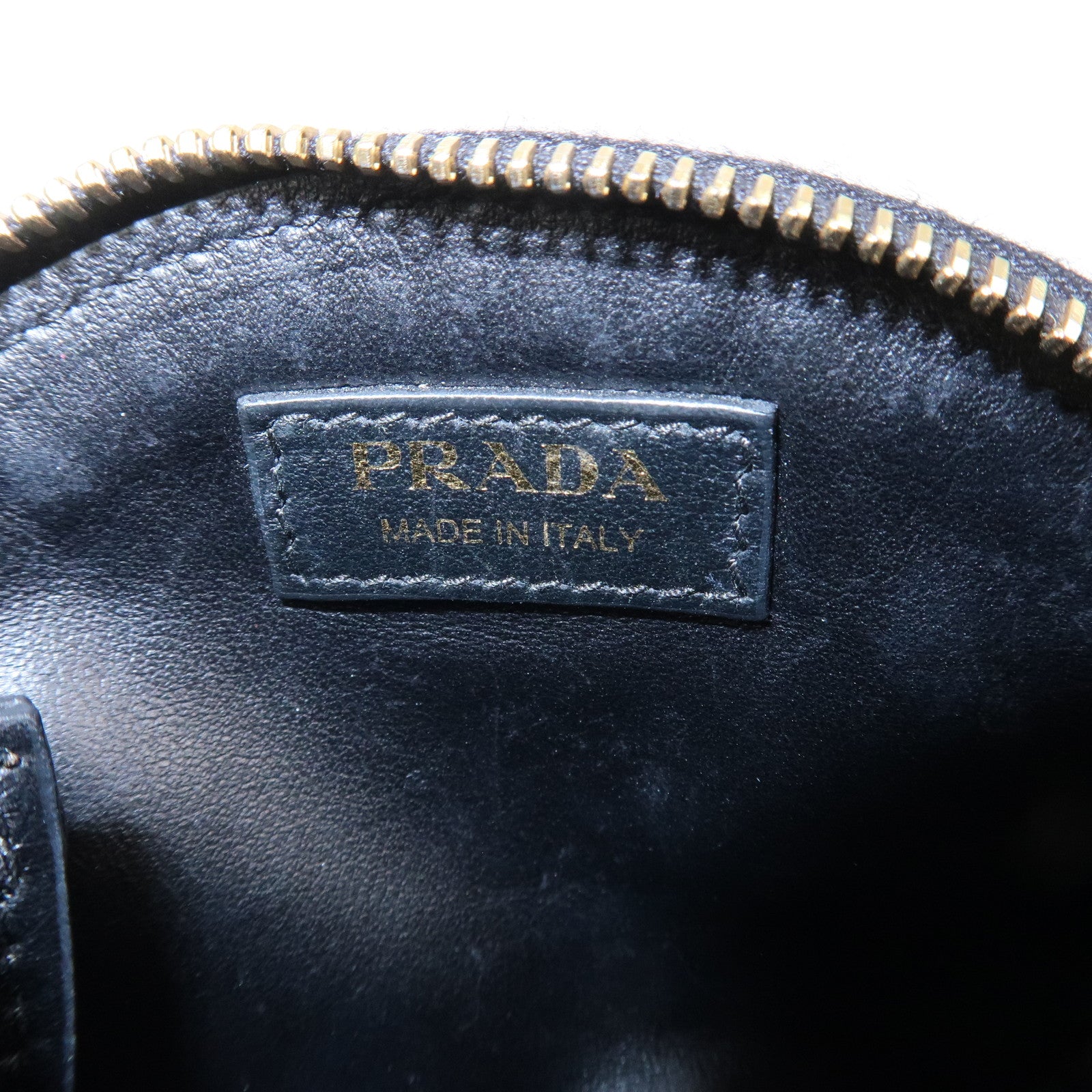 PRADA Logo Unborn Calf Coin Case Brown Animal Pattern