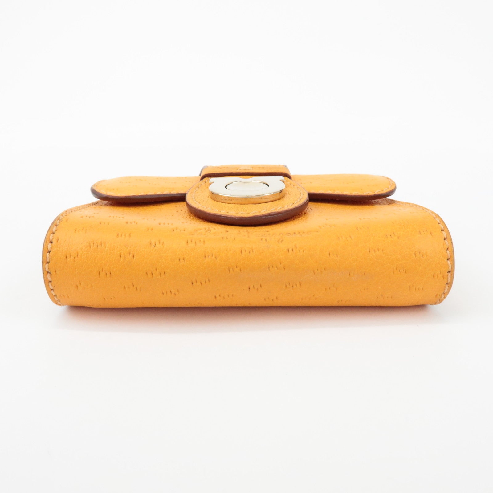 Ferragamo Gancini Leather Coin Case Coin Purse Key Case Orange