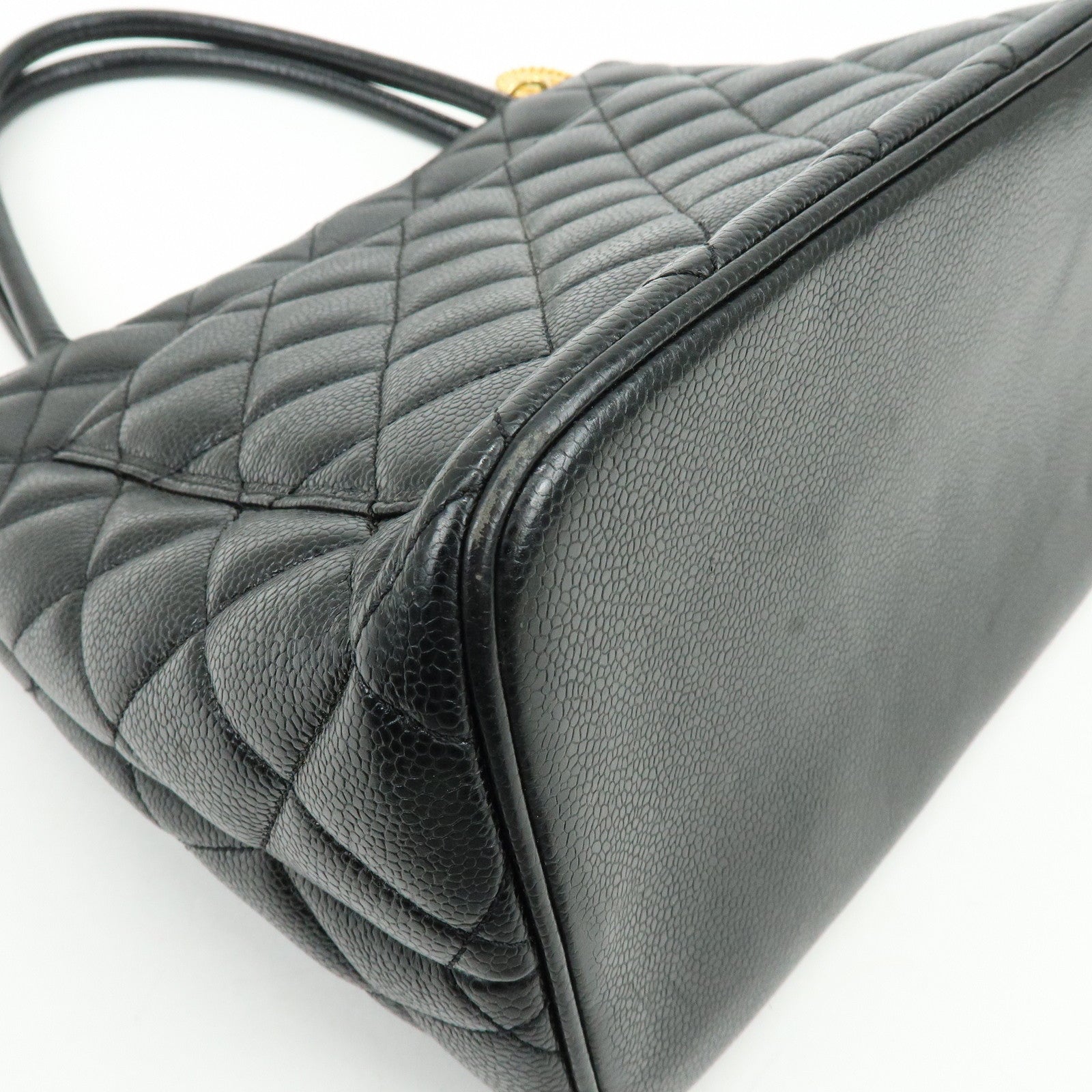 CHANEL Matelasse COCO Mark Medallion Caviarskin Tote Bag A01804