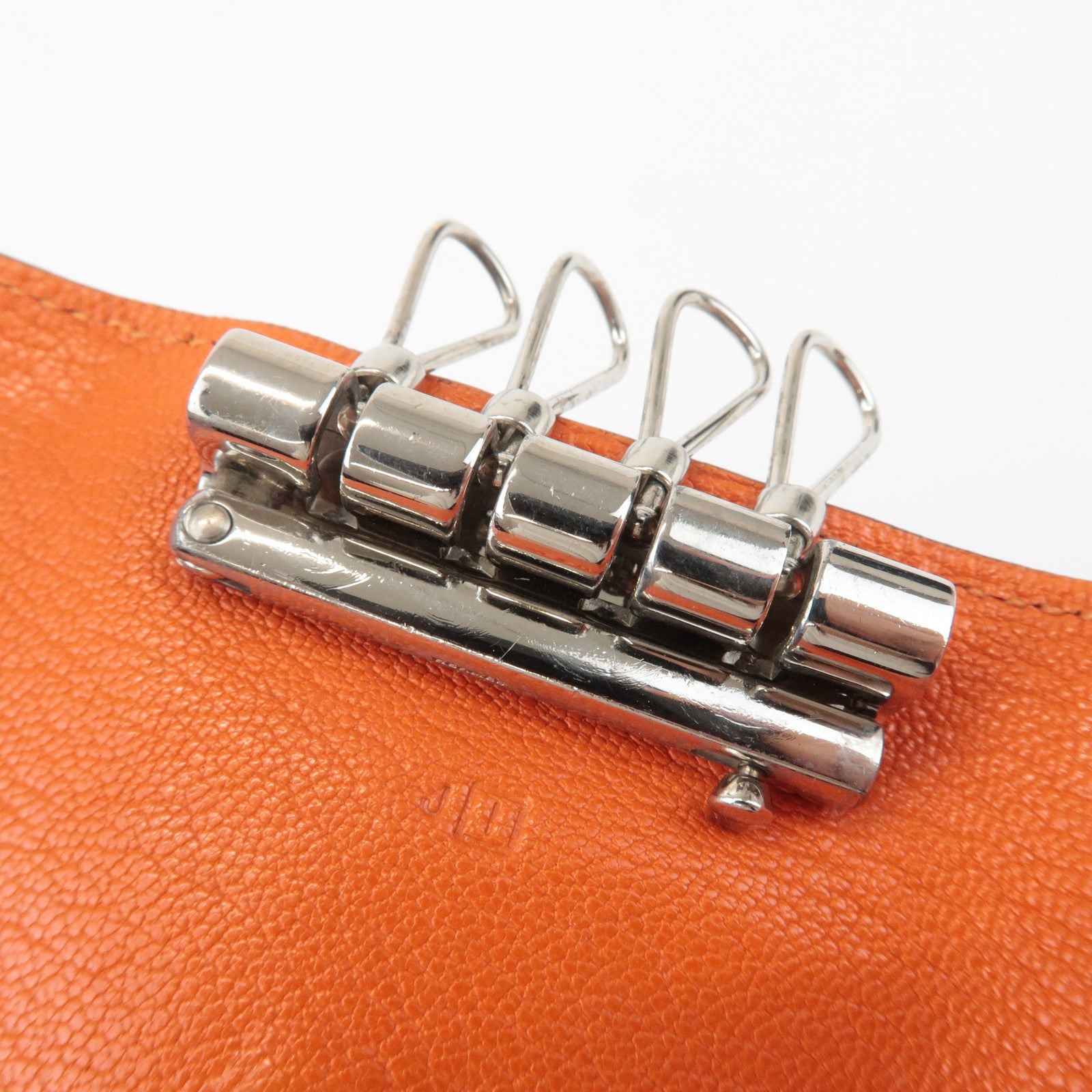 HERMES Shable Bean Leather 4 Rings Key Case I Stamped Orange