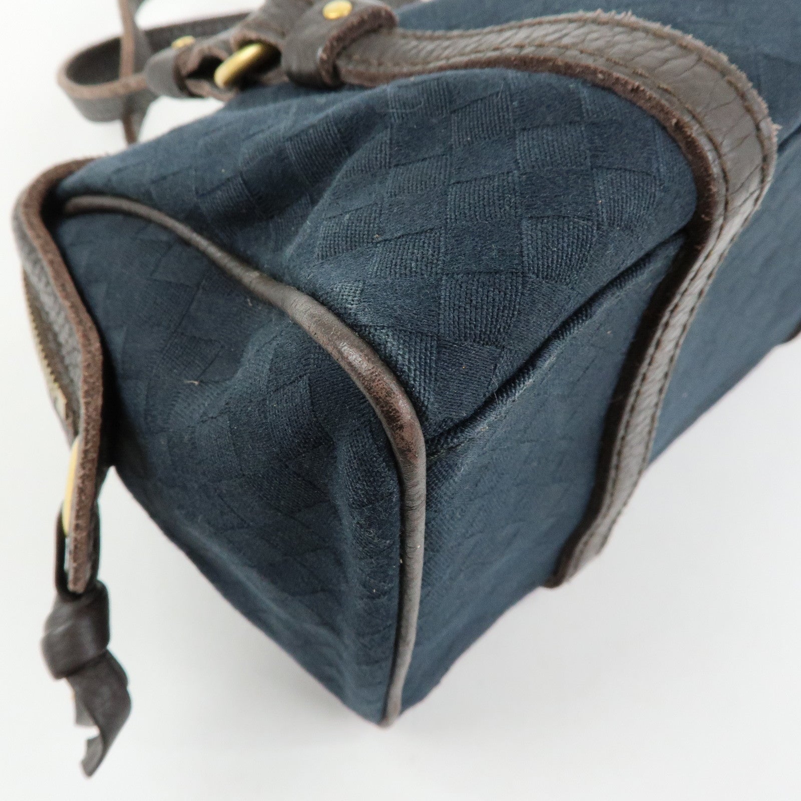 BOTTEGA VENETA Intrecciato Canvas Leather Mini Boston Bag 142470