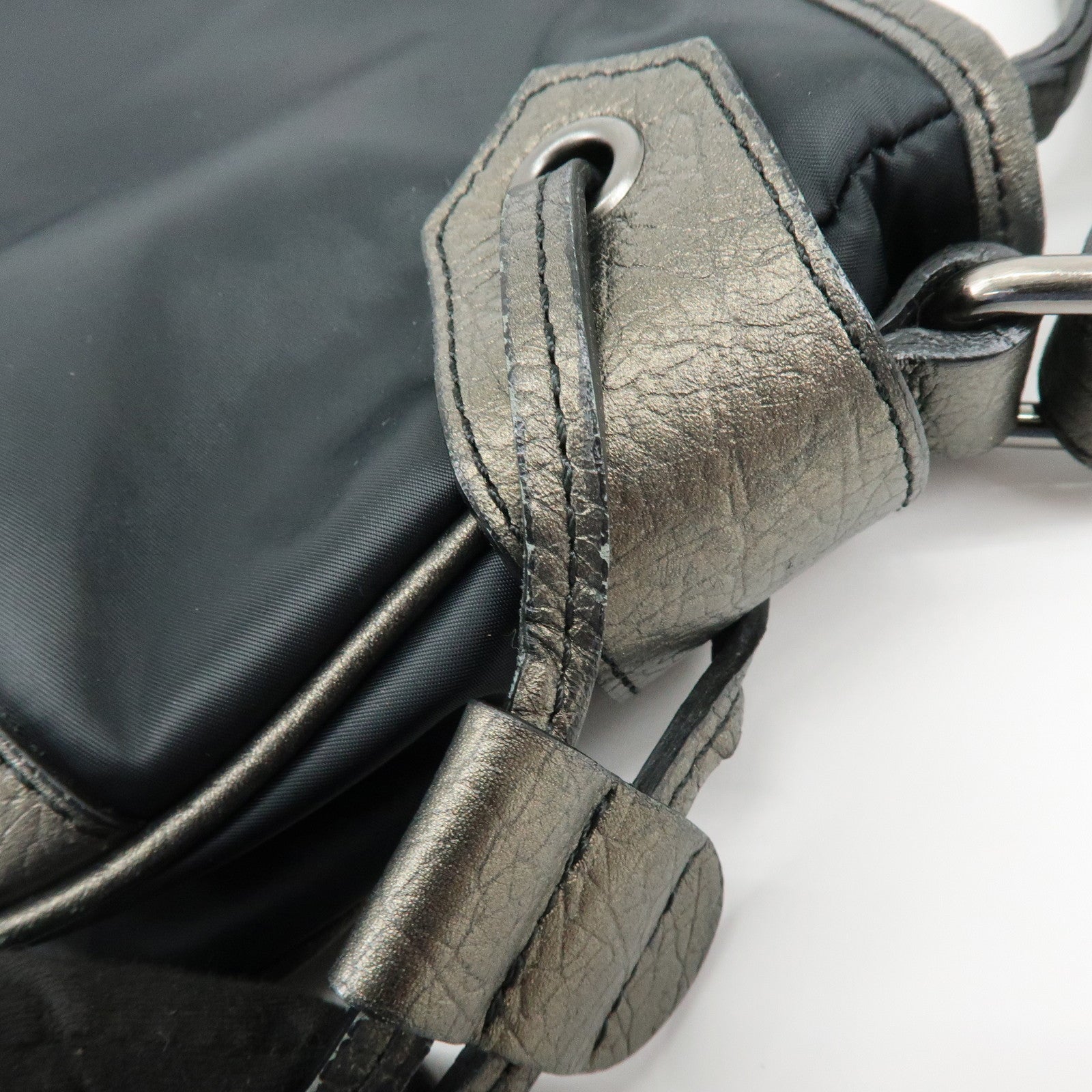 BURBERRY Logo Nylon Leather Shoulder Bag Hand Bag Black Bronze