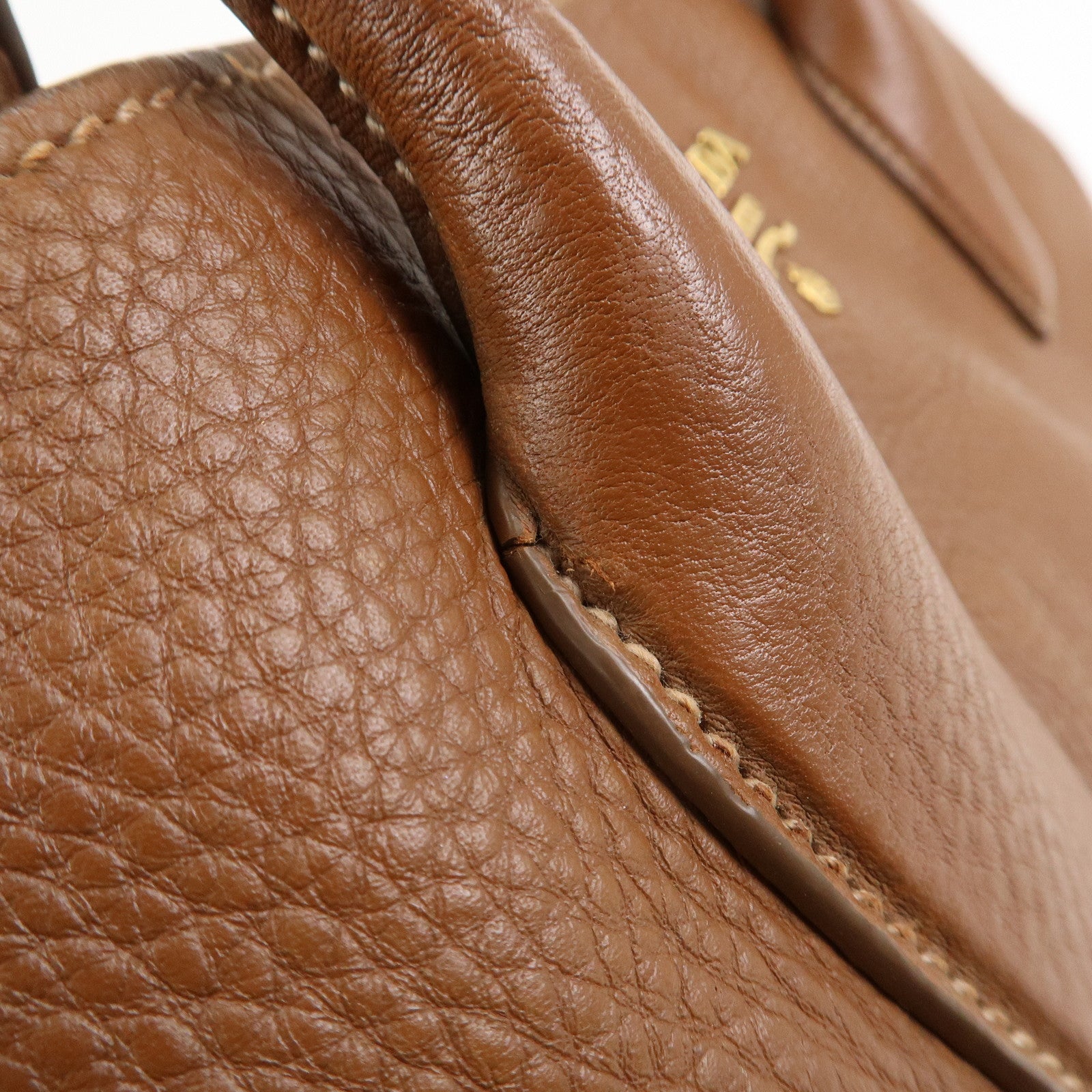 PRADA VITELLO Leather 2Way Bag Hand Bag Shoulder Bag Camel