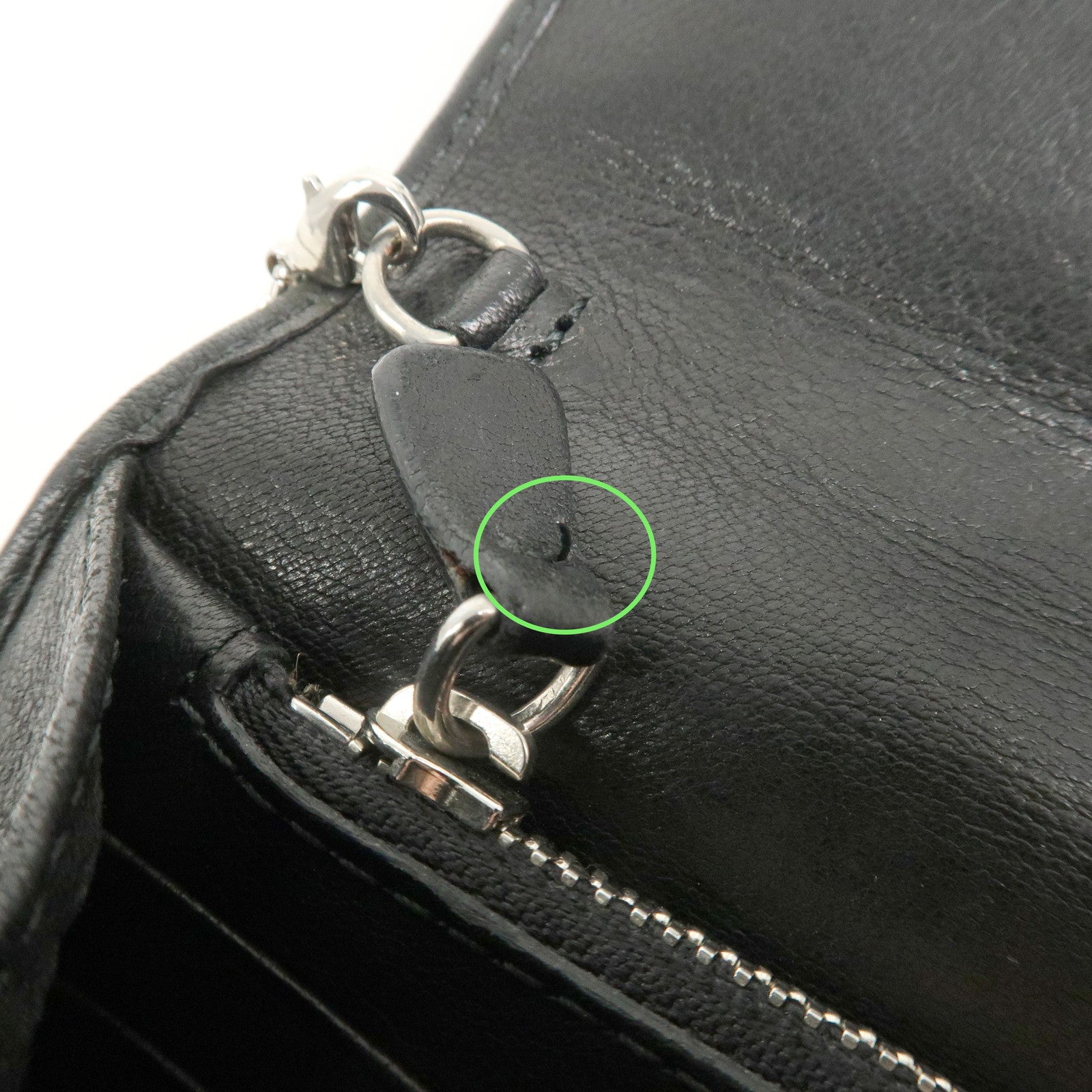 JIMMY CHOO Leather Studs Chain Wallet Shoulder Bag Black Used