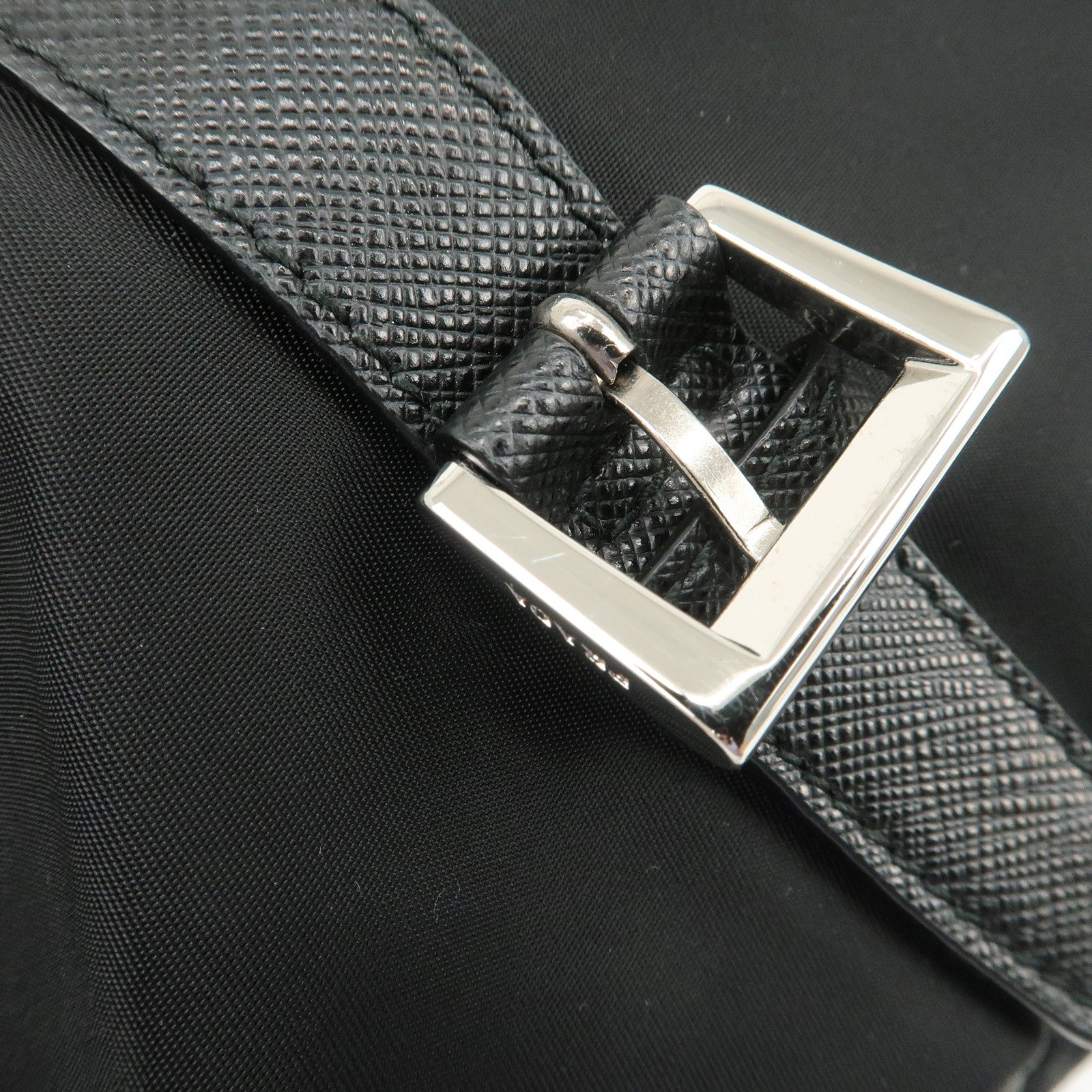 PRADA Triangle Logo Nylon Leather Backpack Rucksack Black 1BZ032