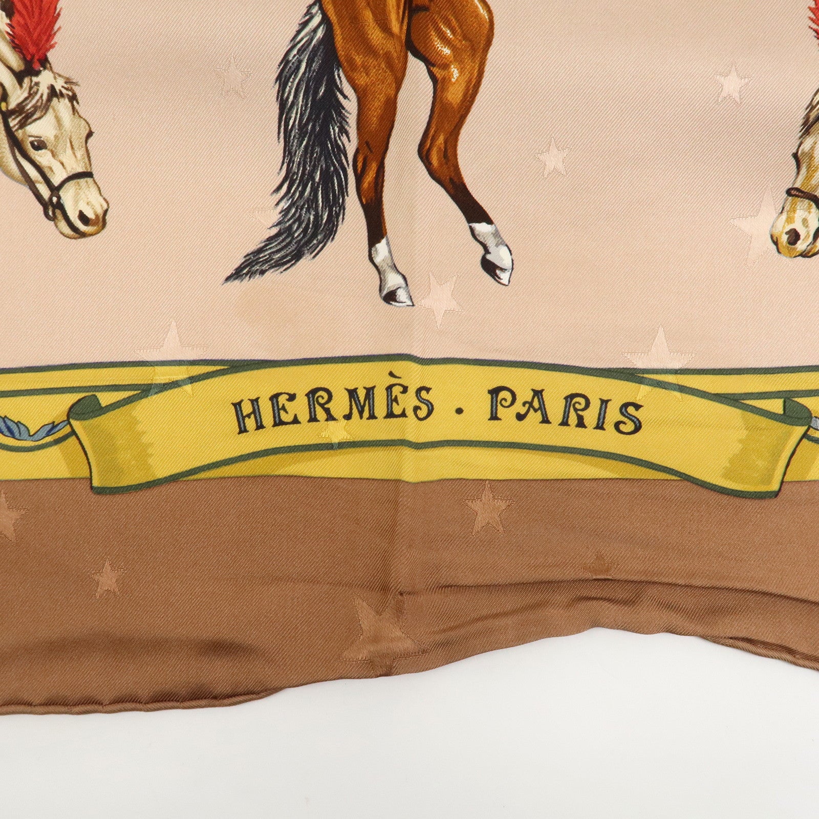 HERMES Carre 90 Silk 100% Scarf EN PISTE Brown