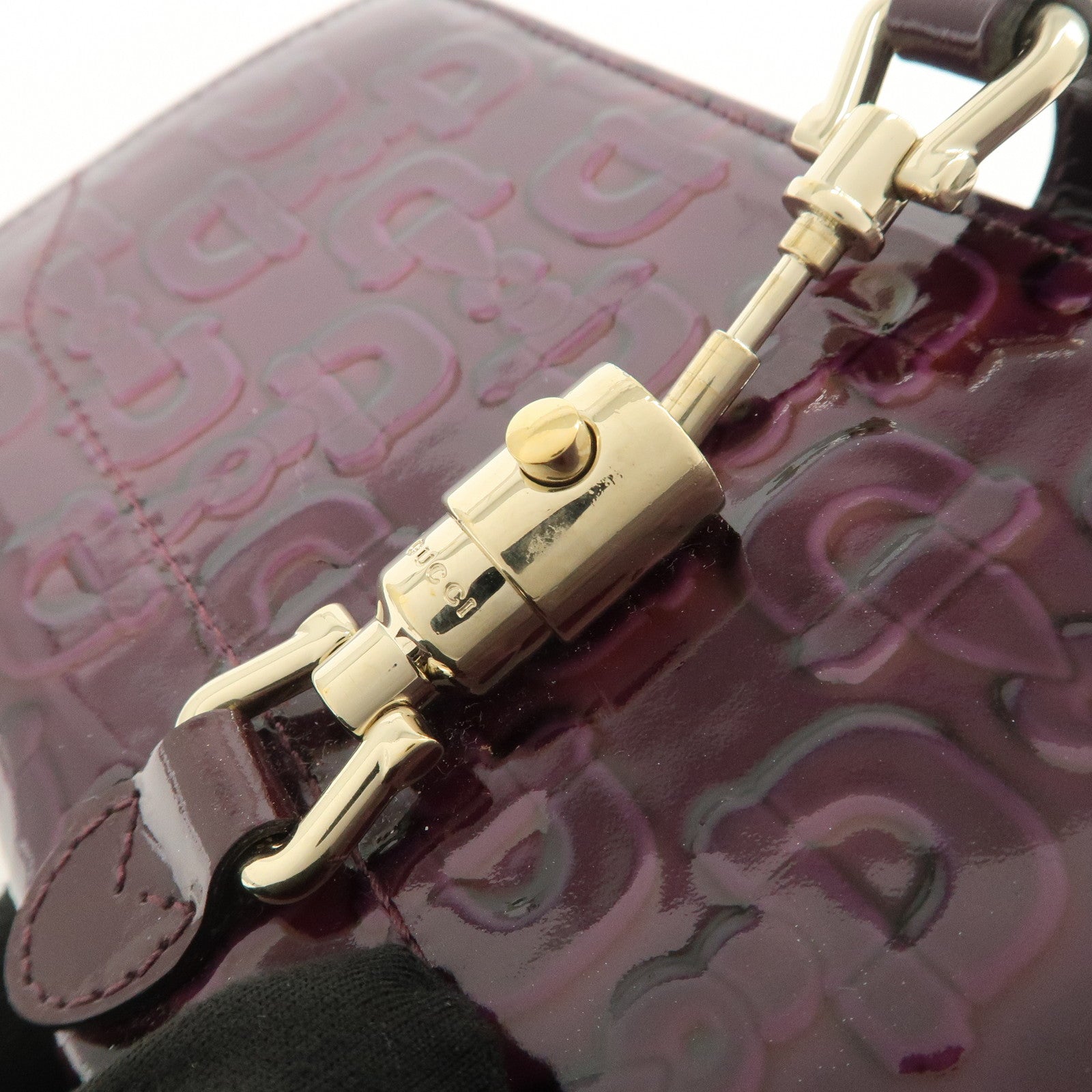 GUCCI New Jackie Logo Patent Leather Long Flap Wallet Purple 141430
