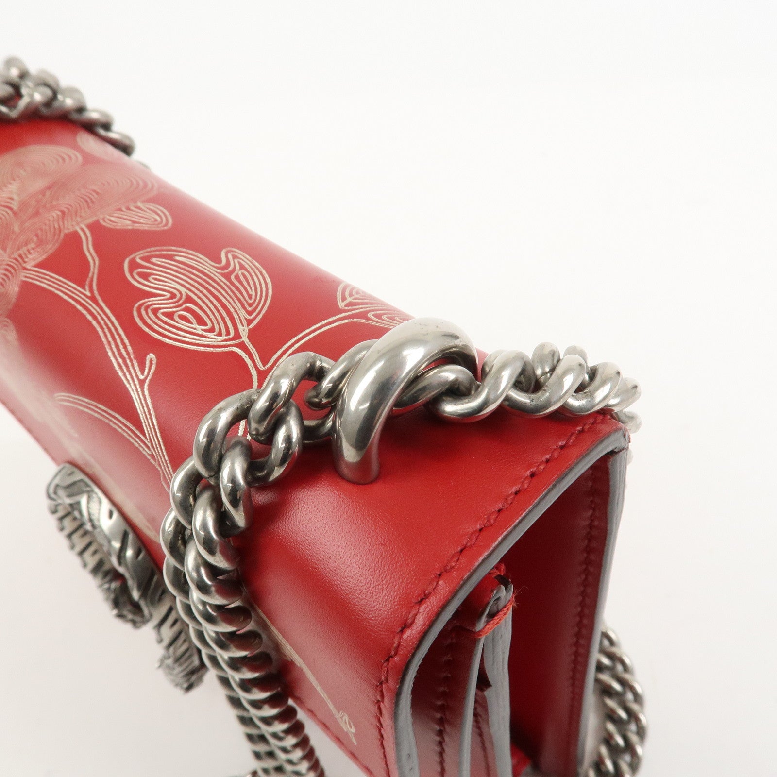 GUCCI Dionysus Leather Small Shoulder Bag Red 421970