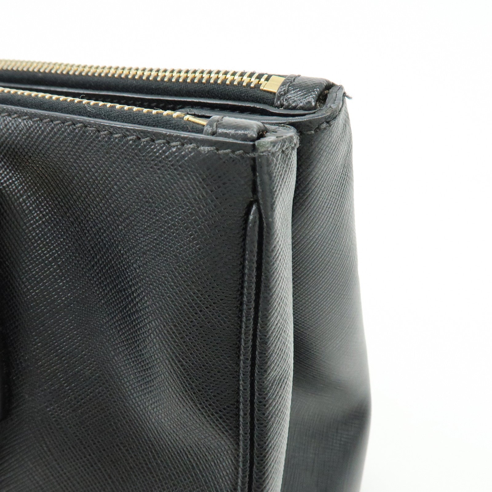 PRADA Saffiano Leather 2Way Bag Hand Bag Shoulder Bag Black 1BA801