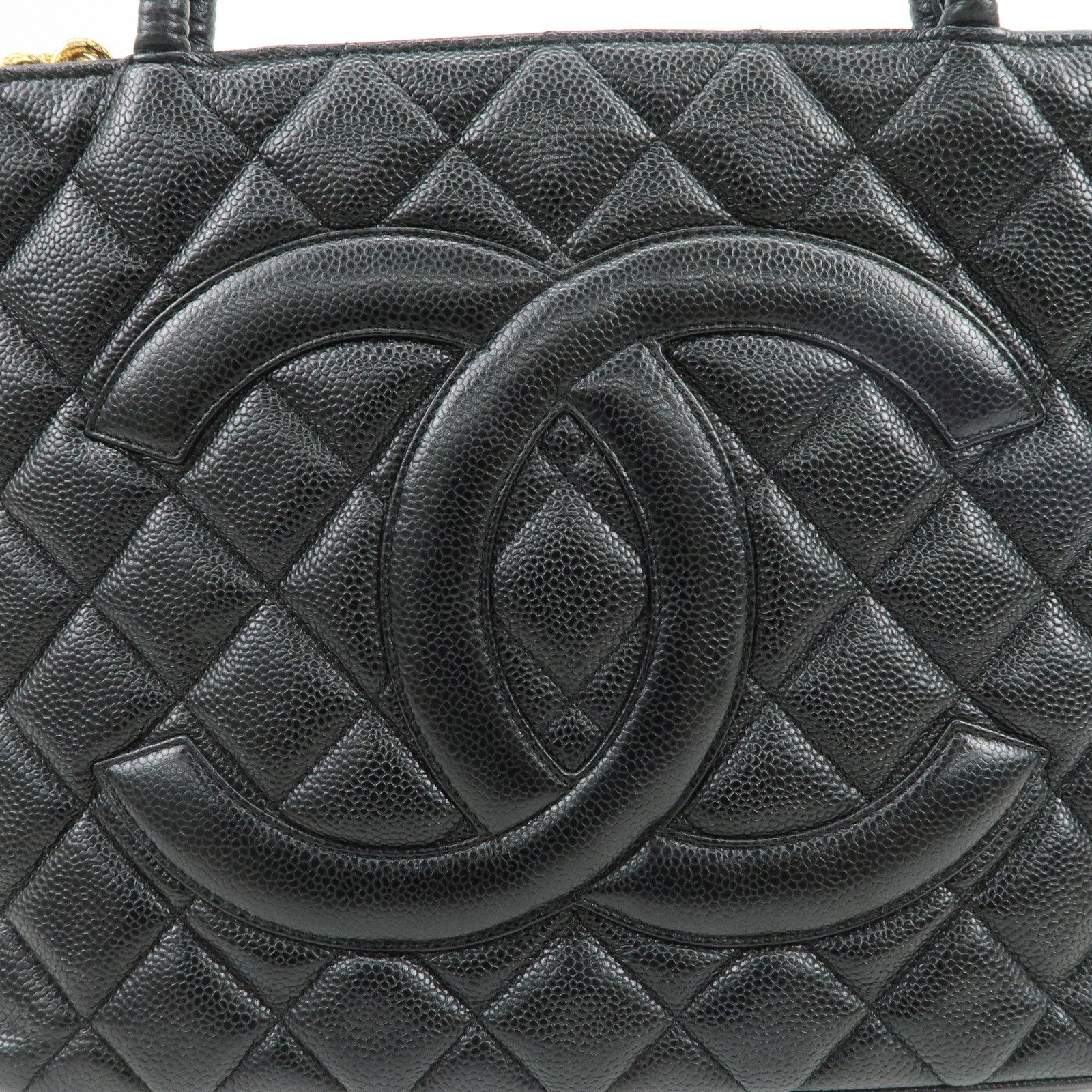 CHANEL Matelasse COCO Mark Medallion Tote Bag Hand Bag Black A01804