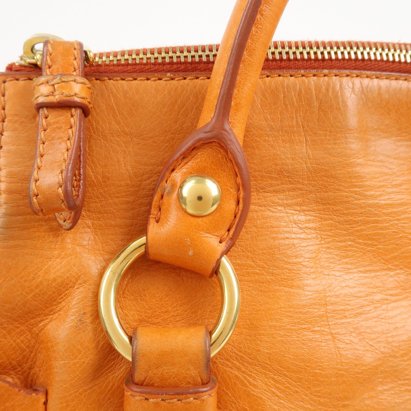 MIU MIU Leather 2Way Bag Hand Bag Shoulder Bag Orange RT0438
