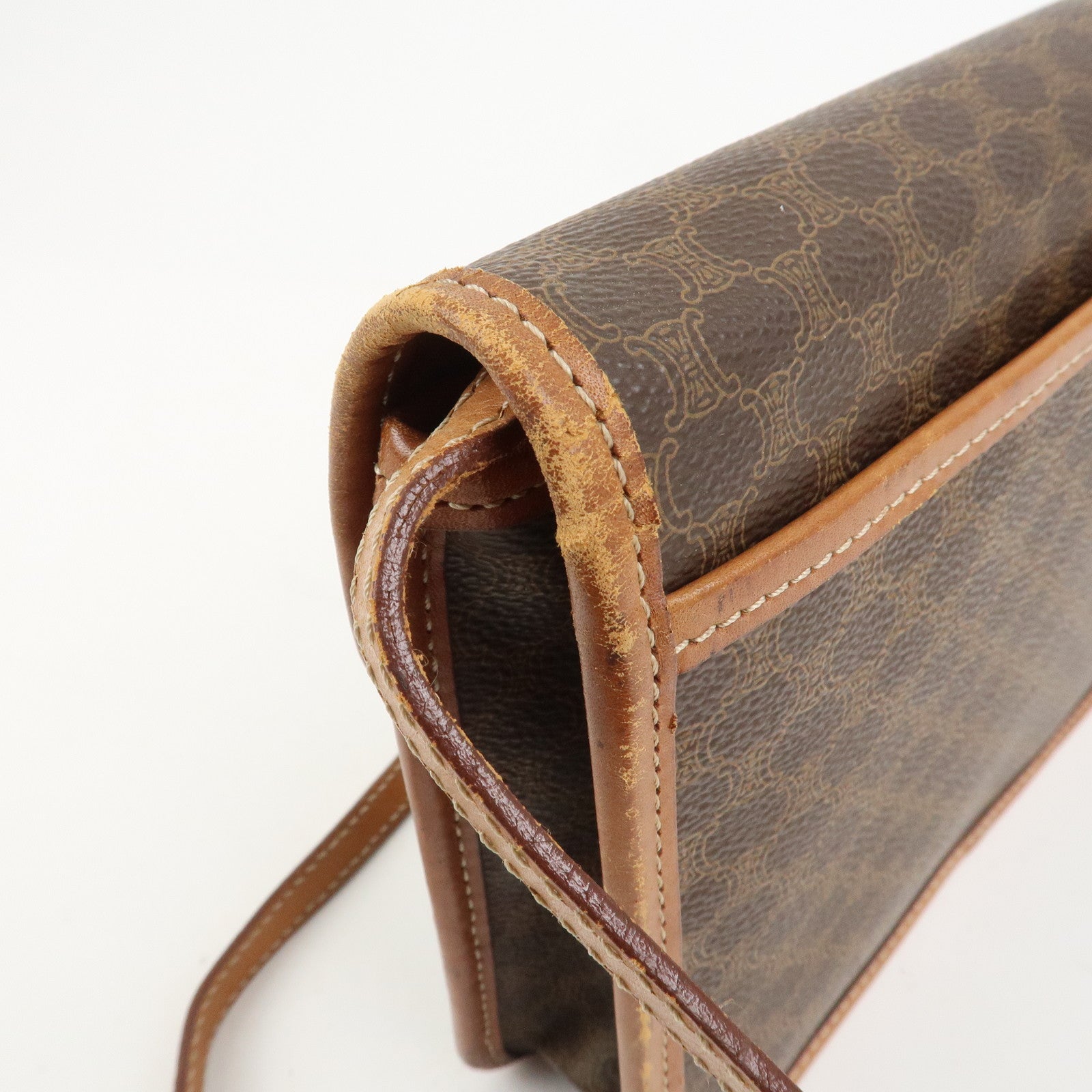 CELINE Macadam PVC Canvas Leather 2WAY Bag Shoulder Bag Brown