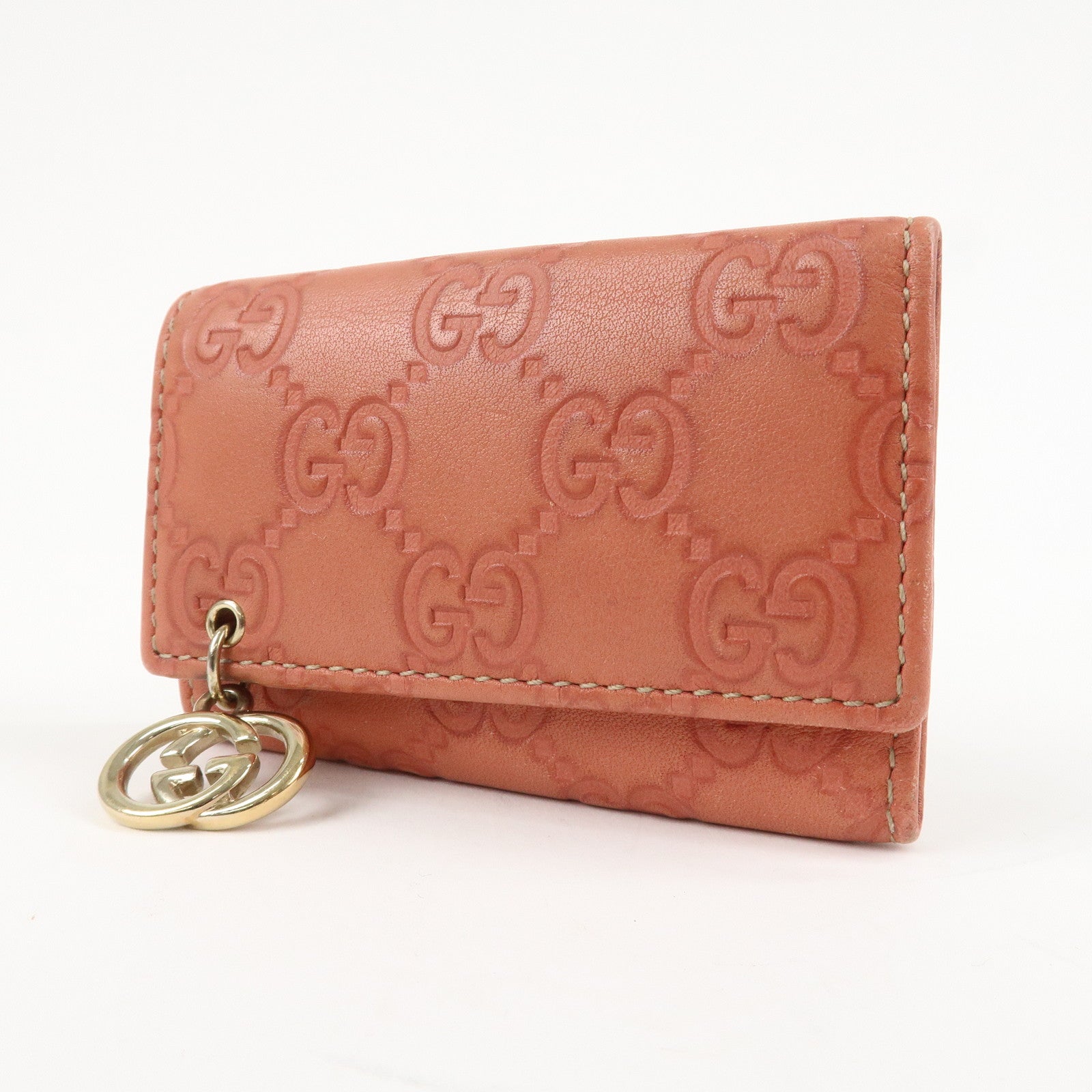 GUCCI Guccissima Leather 6 Rings Key Case Pink Gold HDW 212111 Used