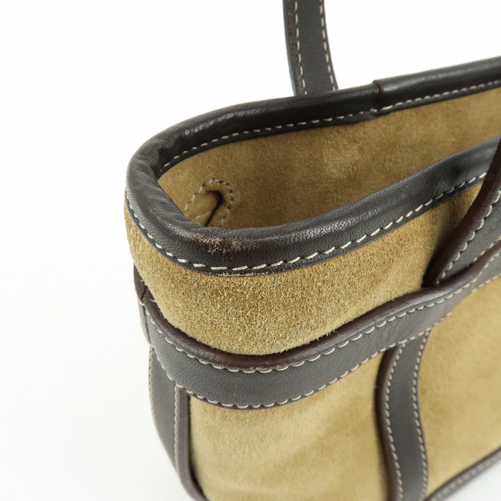 LOEWE Anagram Suede Calf Leather Hand Bag Tote Bag Brown